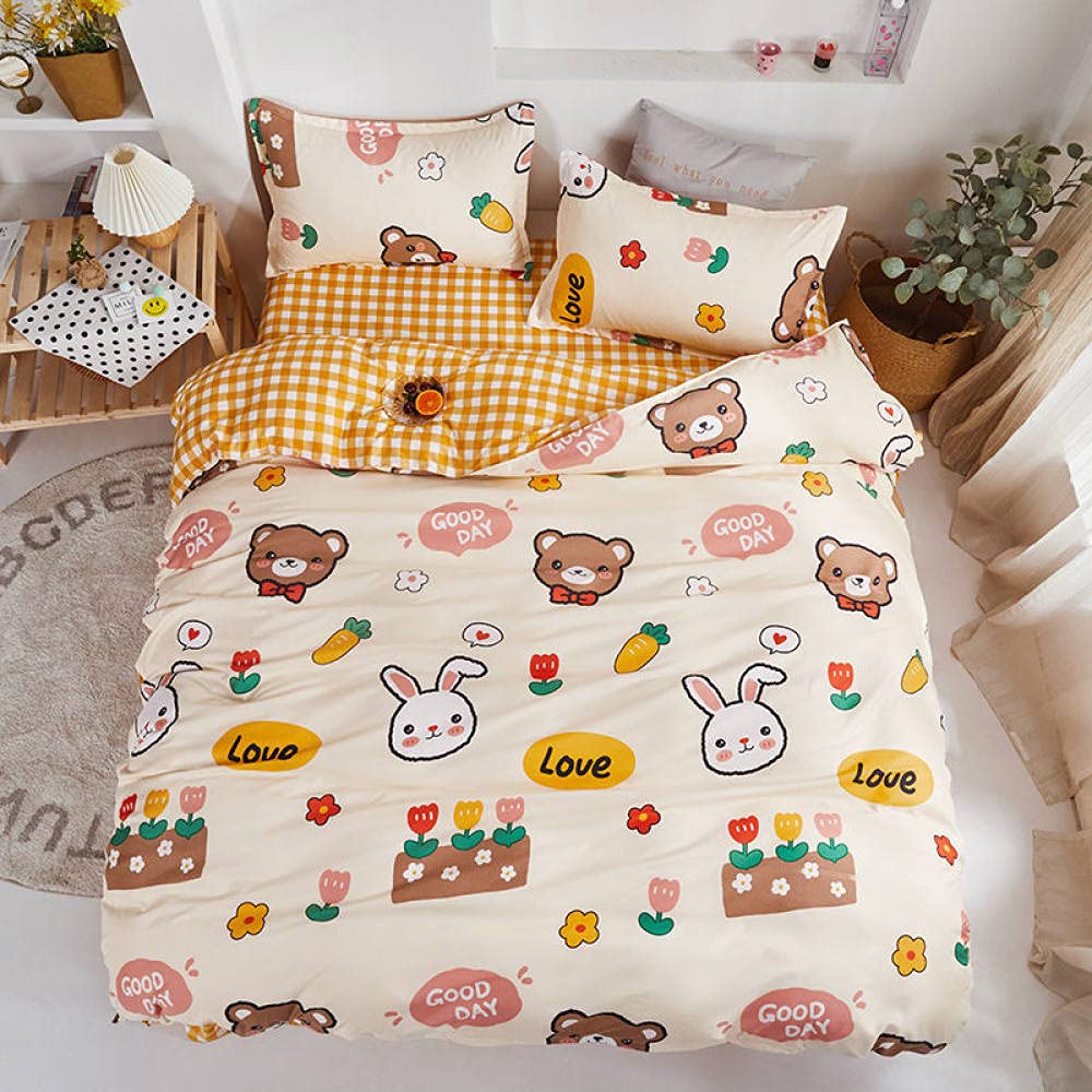 **Luxury Modern Bear Pattern Comforter Set King Size - Cute Cartoon Bear Duvet Cover Set, Reversible Beige Quilt Cover for Single, Twin, Double, Queen & King Beds - Soft Home Textile for Cozy Bedroom Decor**    *(Perfect for Kids' Rooms, Guest Bedrooms, or Cozy Winter Nights - Adds a Playful & Warm Touch to Your Home!)*