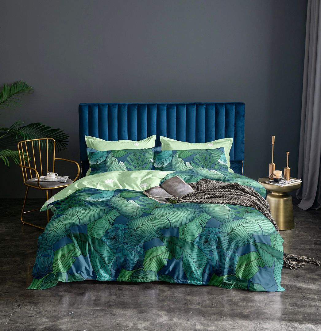 Premium Kalena Leaves Quilt Cover Set - Queen Size Bedding (60x80 Inches) | Soft Breathable Cotton | Botanical Leaf Pattern | Perfect for Master Bedroom, Guest Room & Cozy Home Decor