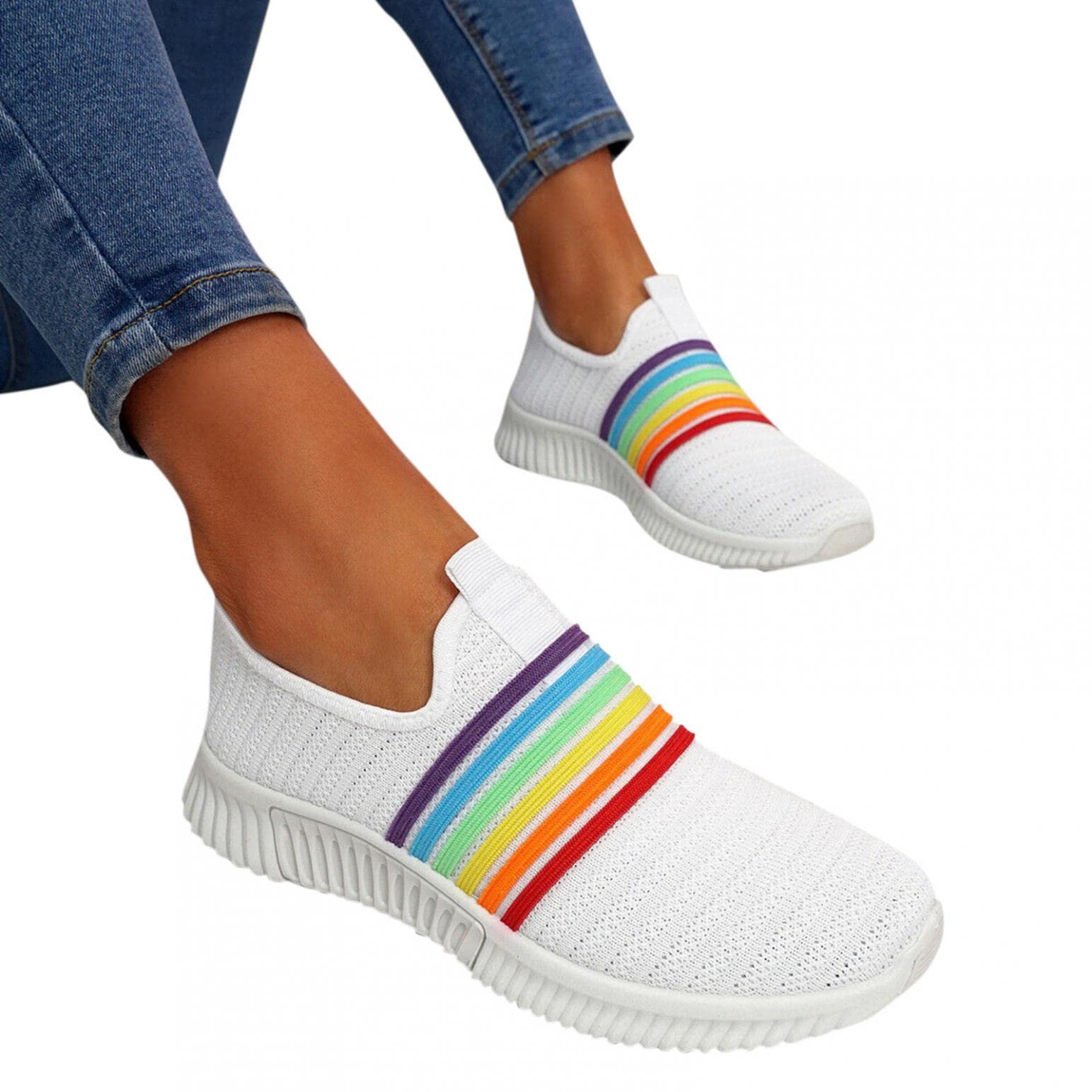 AODONG Women's Slip-On Running Sneakers - Lightweight Mesh Air Cushion Athletic Shoes for Walking, Tennis & Workouts - Non-Slip Wide Width (Size 7) - Perfect for Gym, Jogging & Casual Wear