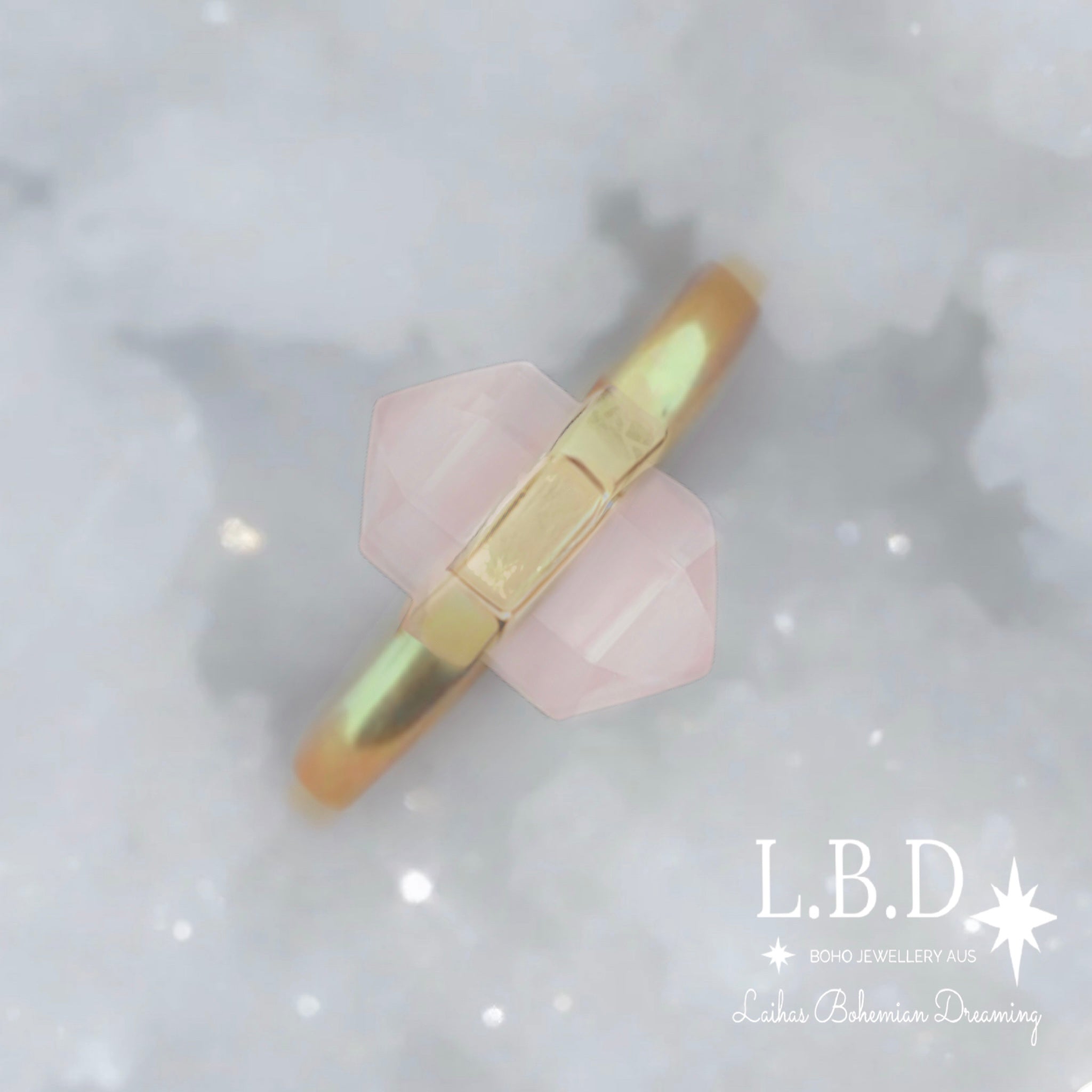 Laihas Gold Crystal Rose Quartz Ring for Women - Elegant Healing Jewelry for Love & Positivity | Perfect for Gifts, Meditation & Everyday Wear