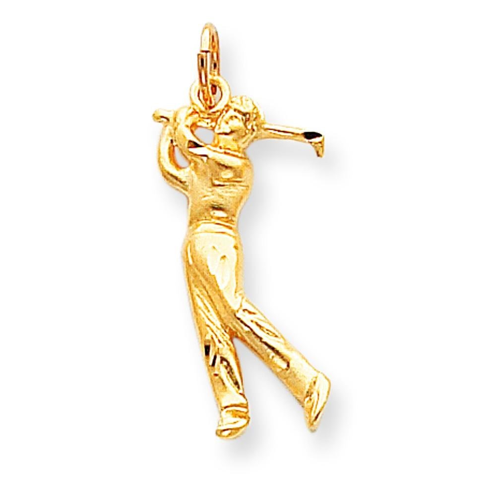 10K Yellow Gold Golfer Charm Pendant for Men - Golf Sport Jewelry Gift for Golf Lovers, Players & Enthusiasts - Perfect for Birthdays, Father's Day & Golf Tournaments