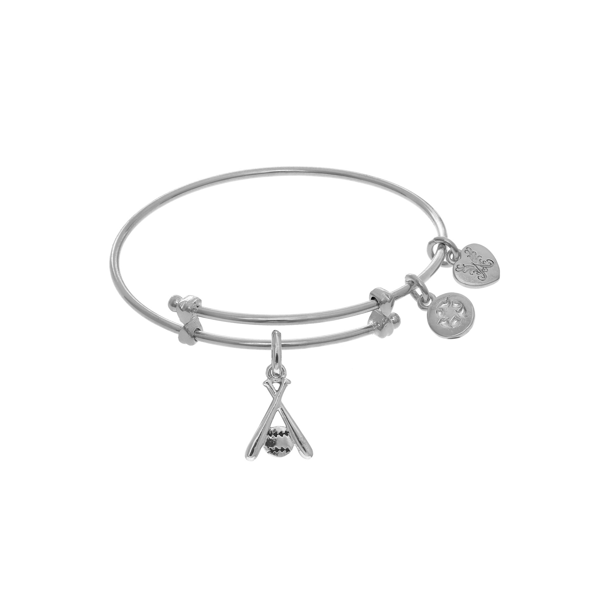 White Finish Brass Softball & Bat Charm Bracelet for Tweens - Perfect for Sports Lovers, Birthday Gifts & Everyday Wear