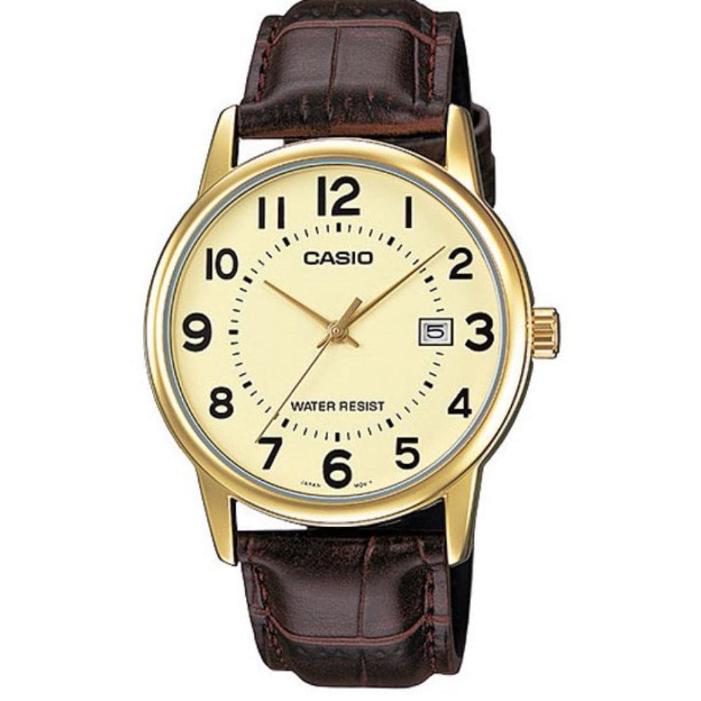 CASIO Analog LTP-V002GL-9BUDF Women's Watch - Brown Leather Strap, Minimalist Design, Water Resistant - Perfect for Office, Casual Wear & Everyday Use