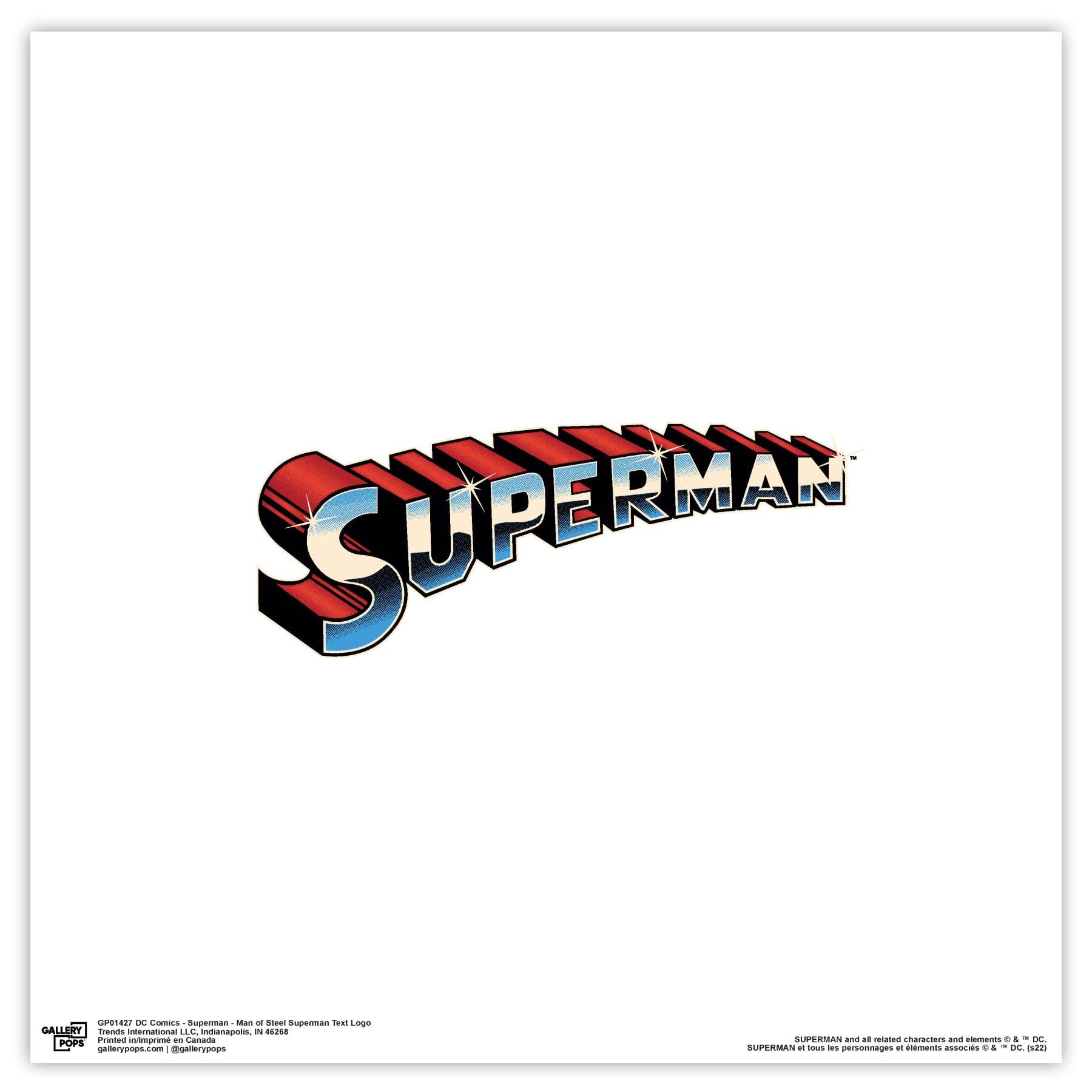 DC Comics Superman - Man of Steel Text Logo Wall Poster | 12x12 Inches Unframed Art Print | Superhero Home Decor for Bedroom, Office & Man Cave