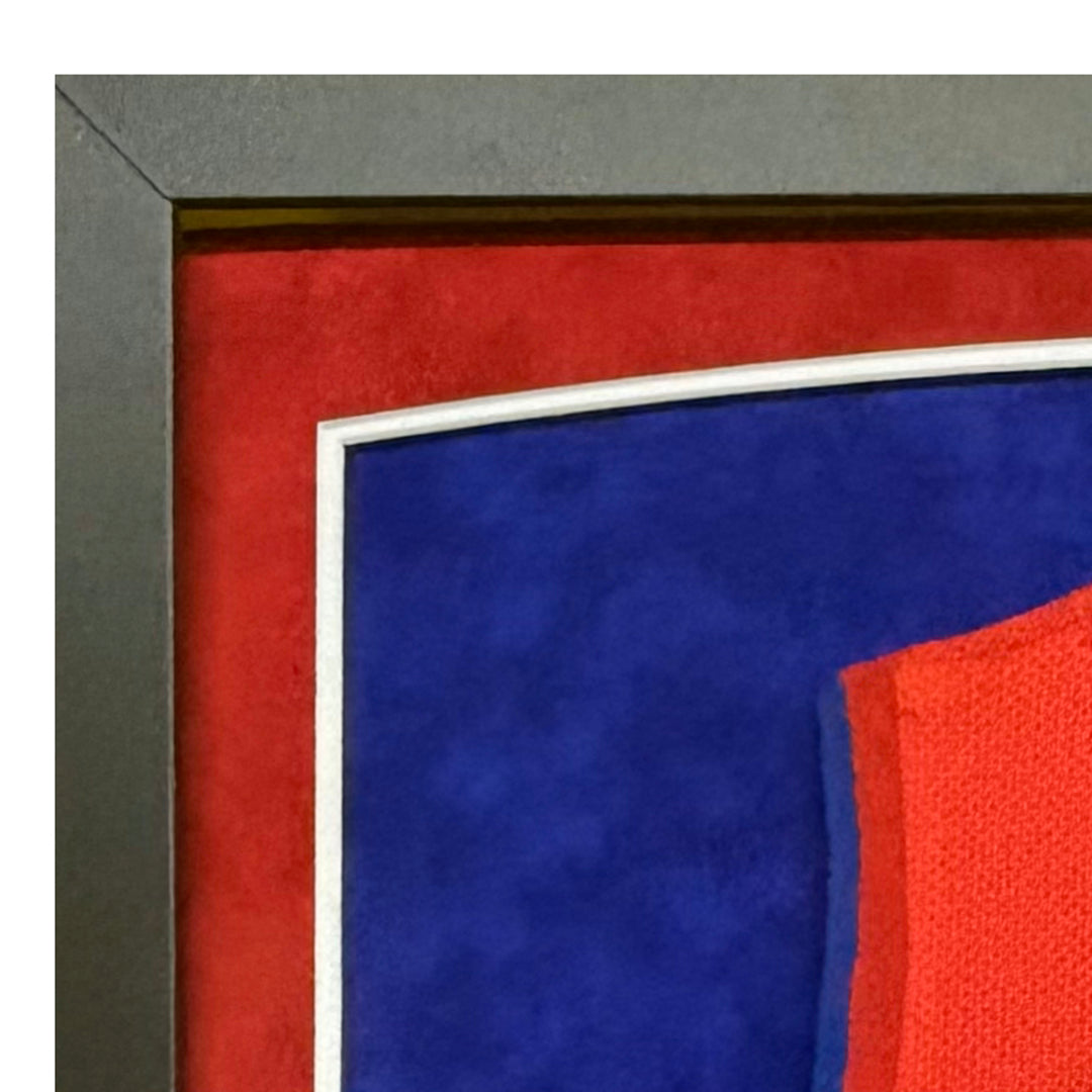 Authentic Allen Iverson Signed Philadelphia 76ers Red Suede Framed Basketball Jersey with JSA Certificate - Perfect for Sports Memorabilia Collectors & Man Cave Decor