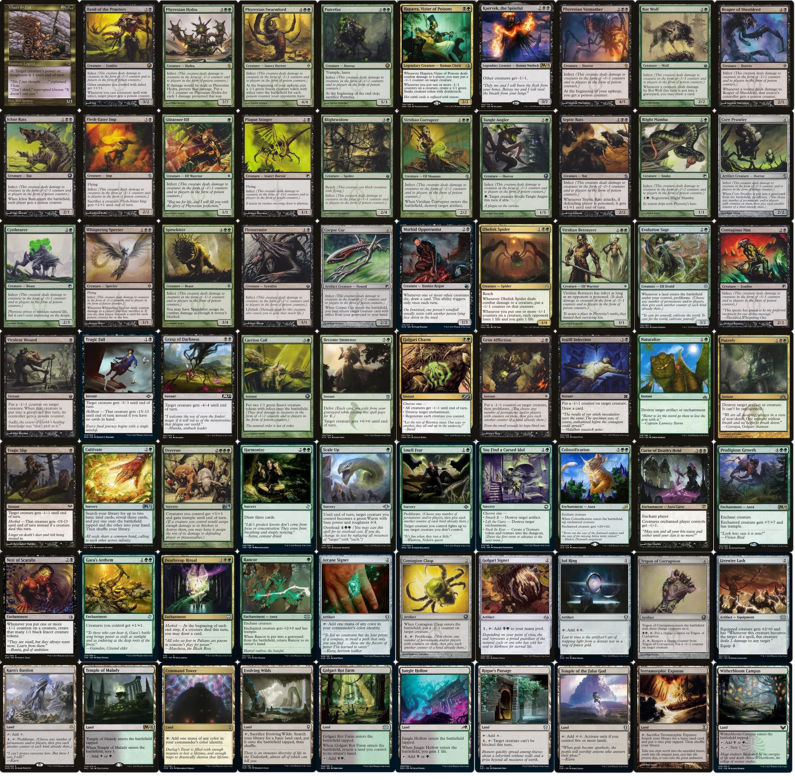 Premium Custom-Built Black/Green Infect Commander Deck - 100 Card MTG EDH Deck for Competitive Play & Strategy Gaming