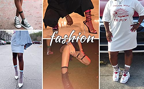 Ruxia Women's Fishnet Ankle Socks - 5 Pairs Pack, Hollow Out Dress Socks, High Nylon Stockings in Multiple Colors - Perfect for Parties, Cosplay & Fashion Outfits