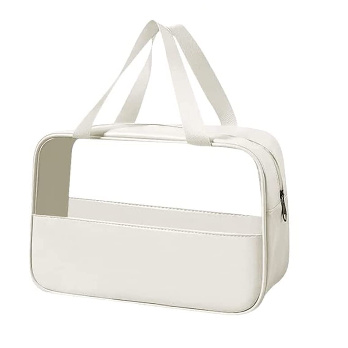 Bluwings Clear PVC Travel Cosmetic Bag - Waterproof Toiletry & Makeup Organizer Pouch for Women & Girls (Large, White) - Perfect for Air Travel, Gym, Beach & Daily Essentials Storage