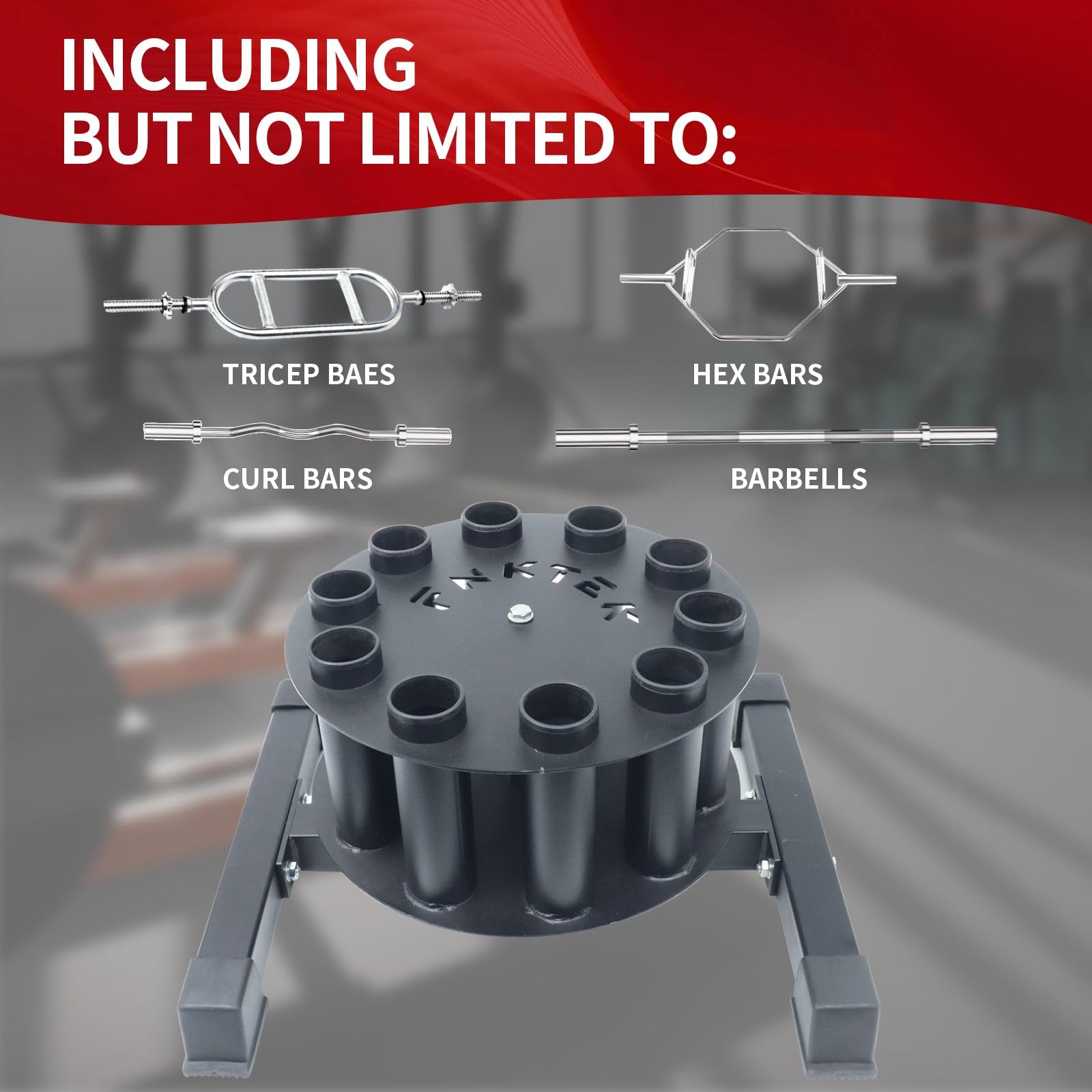 Rotatable Barbell Rack Stand - Holds 10 Olympic Bars for Home Gym Storage - Perfect for Dumbbells & Curl Bars