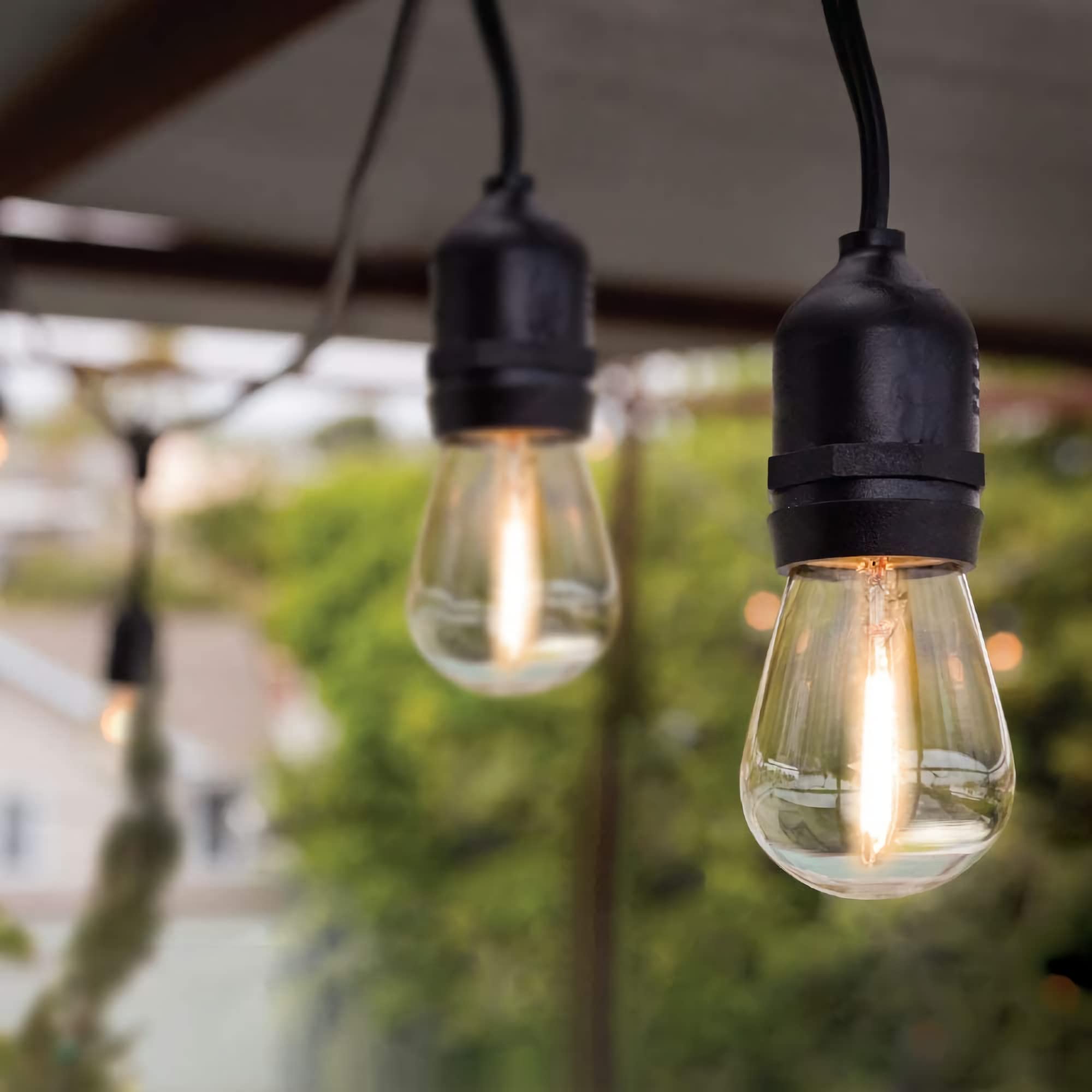 48FT Outdoor String Lights 2-Pack - 24 LED Weatherproof Commercial Grade Patio Lights for Garden, Porch, Backyard, Wedding & Party Decor | Durable Outdoor Lighting for Evening Gatherings & Special Events