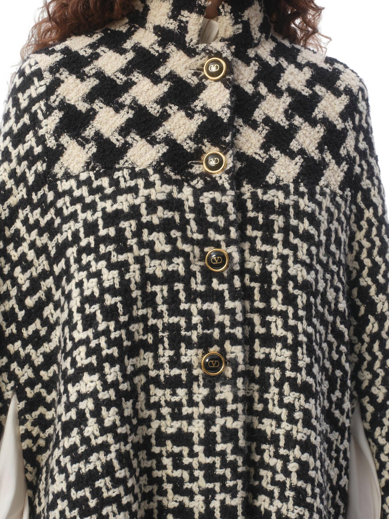 Stylish Geometric Tweed Cape - Women's Fashion Outerwear for Fall & Winter | Perfect for Office, Parties & Special Occasions