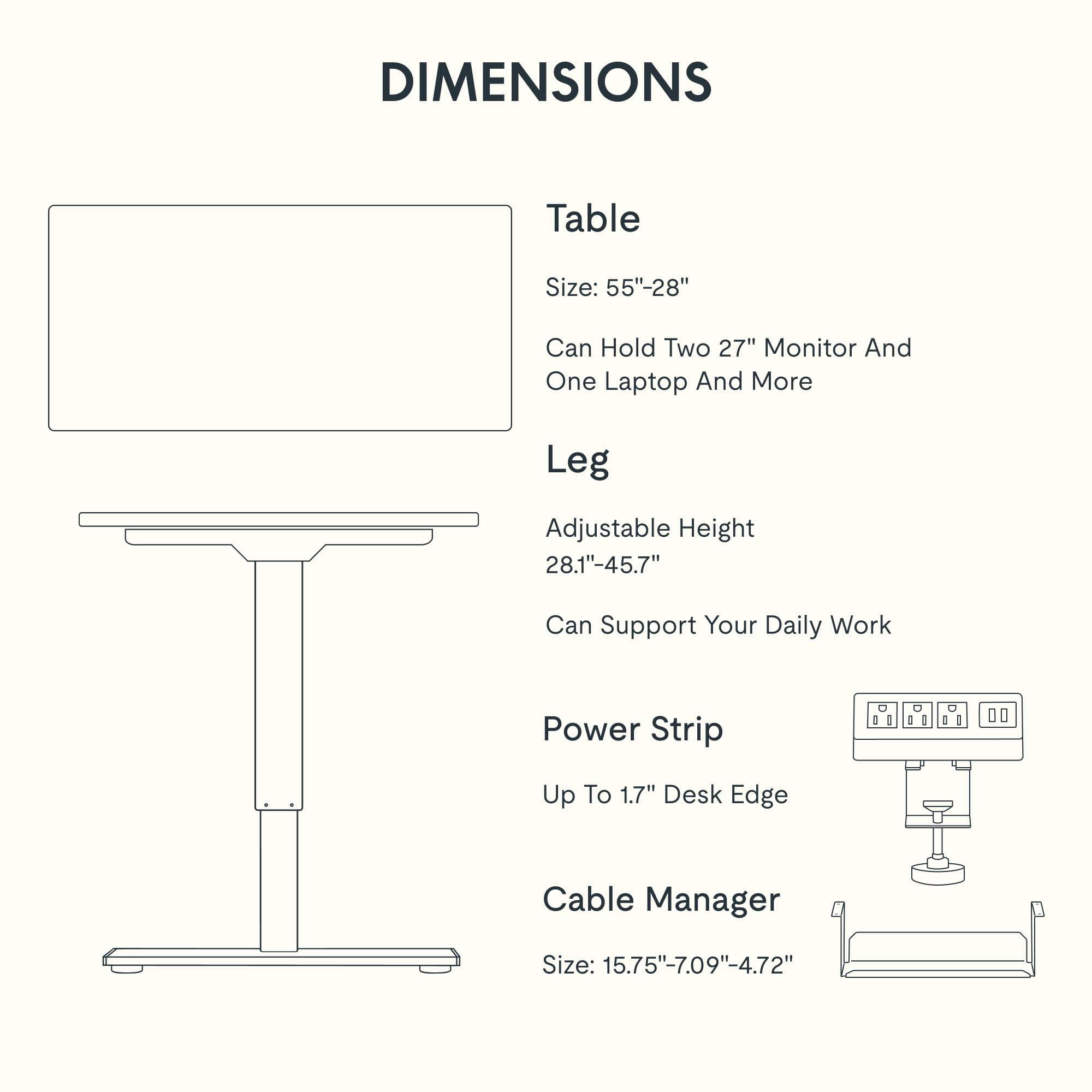 FlexiSpot EN2 Electric Height Adjustable Standing Desk - 55 x 28 Inches, Whole-Piece Design with Clamp Power Strip & Cable Management (Black Frame + Black Top) - Perfect for Home Office, Gaming & Workspace Ergonomics