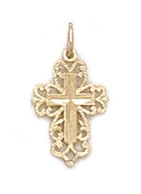 14K Gold Filigree Cross Pendant Necklace for Women - Religious Faith Jewelry Gift for Baptism, Confirmation & Everyday Wear