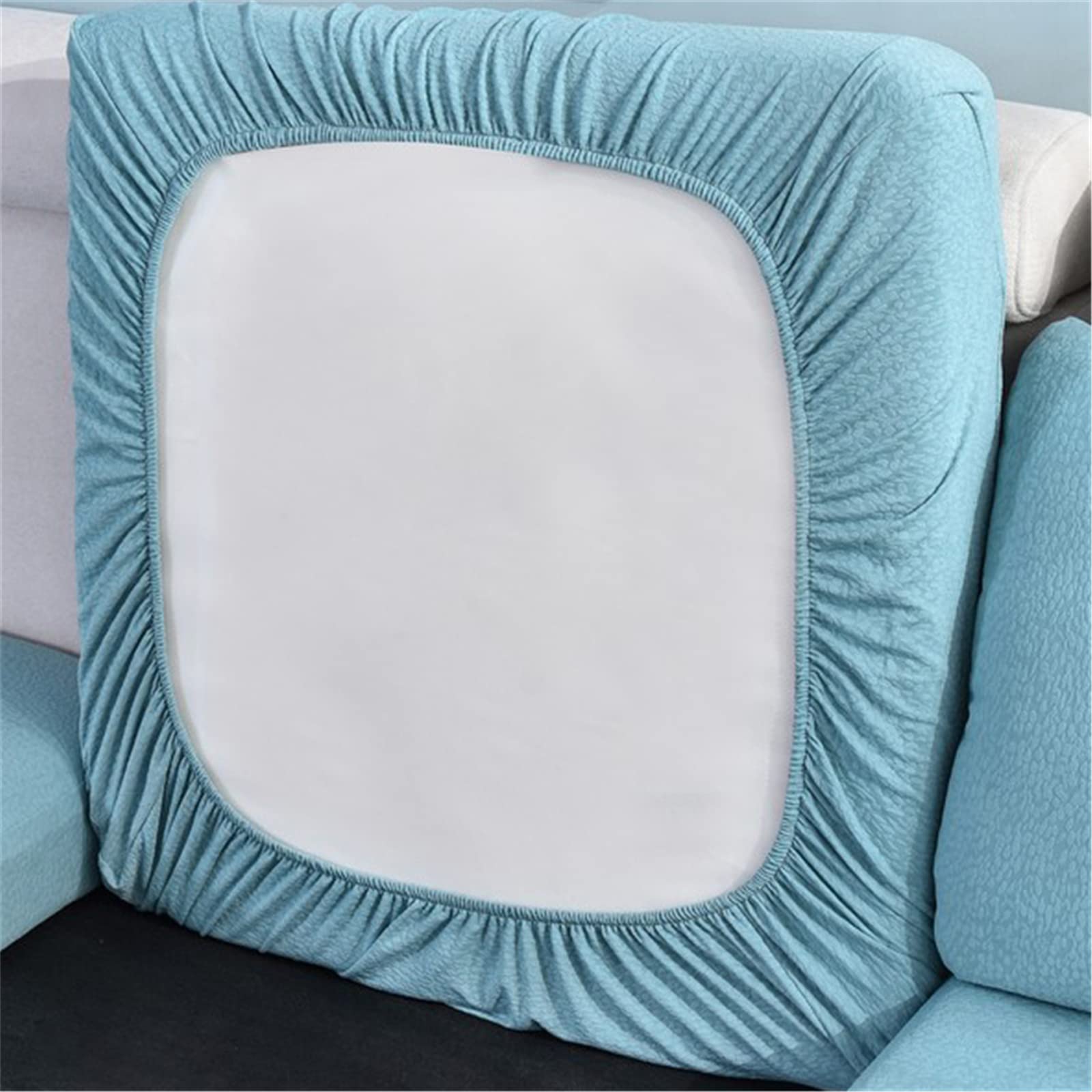 Stretch Waterproof Sofa Cushion Cover - High Elastic Fabric Slipcover for 2-Seater Couches (Light Blue) | Water-Repellent & Durable for Living Room, Office, or Dorm