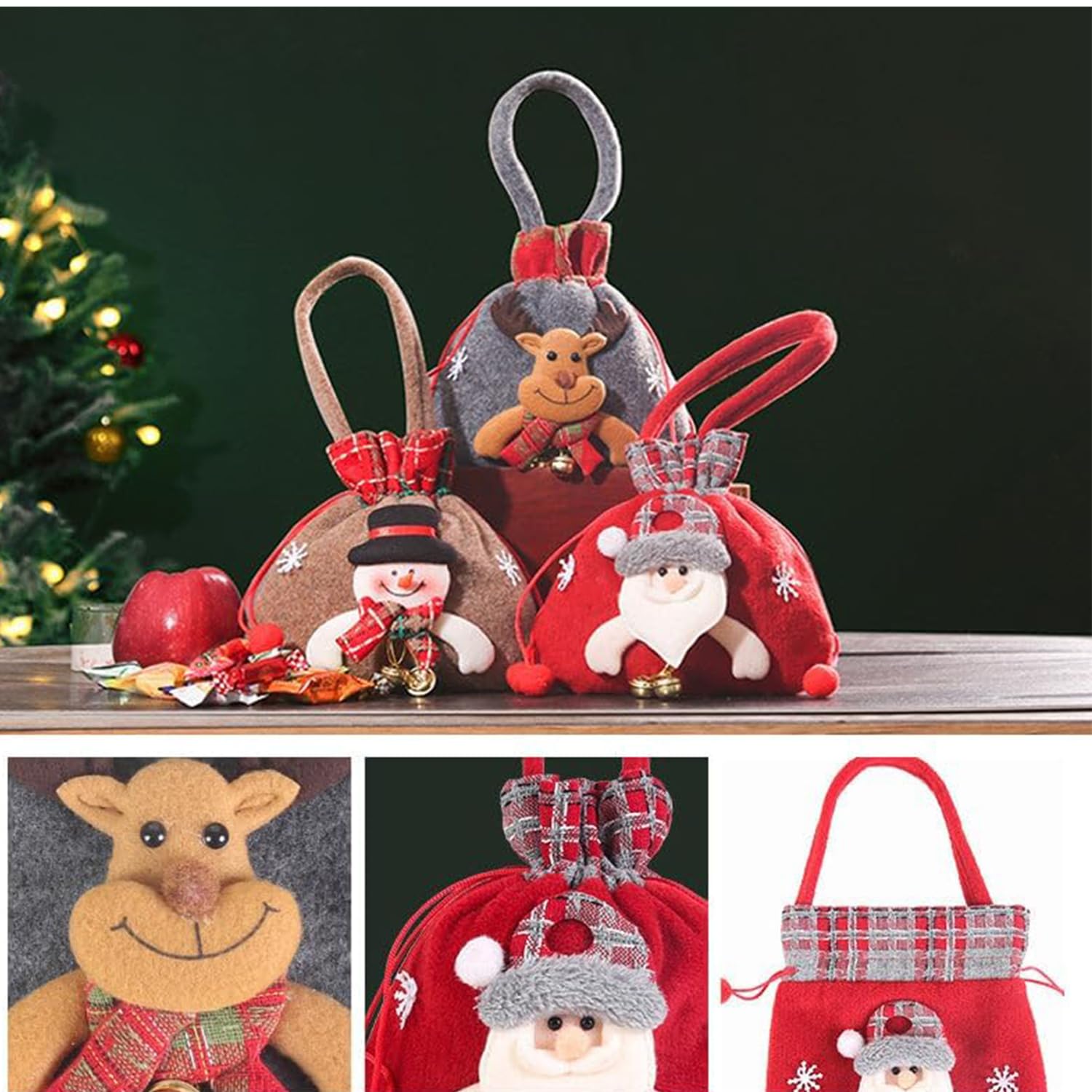 KEIGPERI Christmas Gift Bags Set - 2023 New Reusable Drawstring Doll Bags for Holiday Presents | Perfect for Christmas Gift Wrapping, Party Favors & Stocking Stuffers (1 Set)