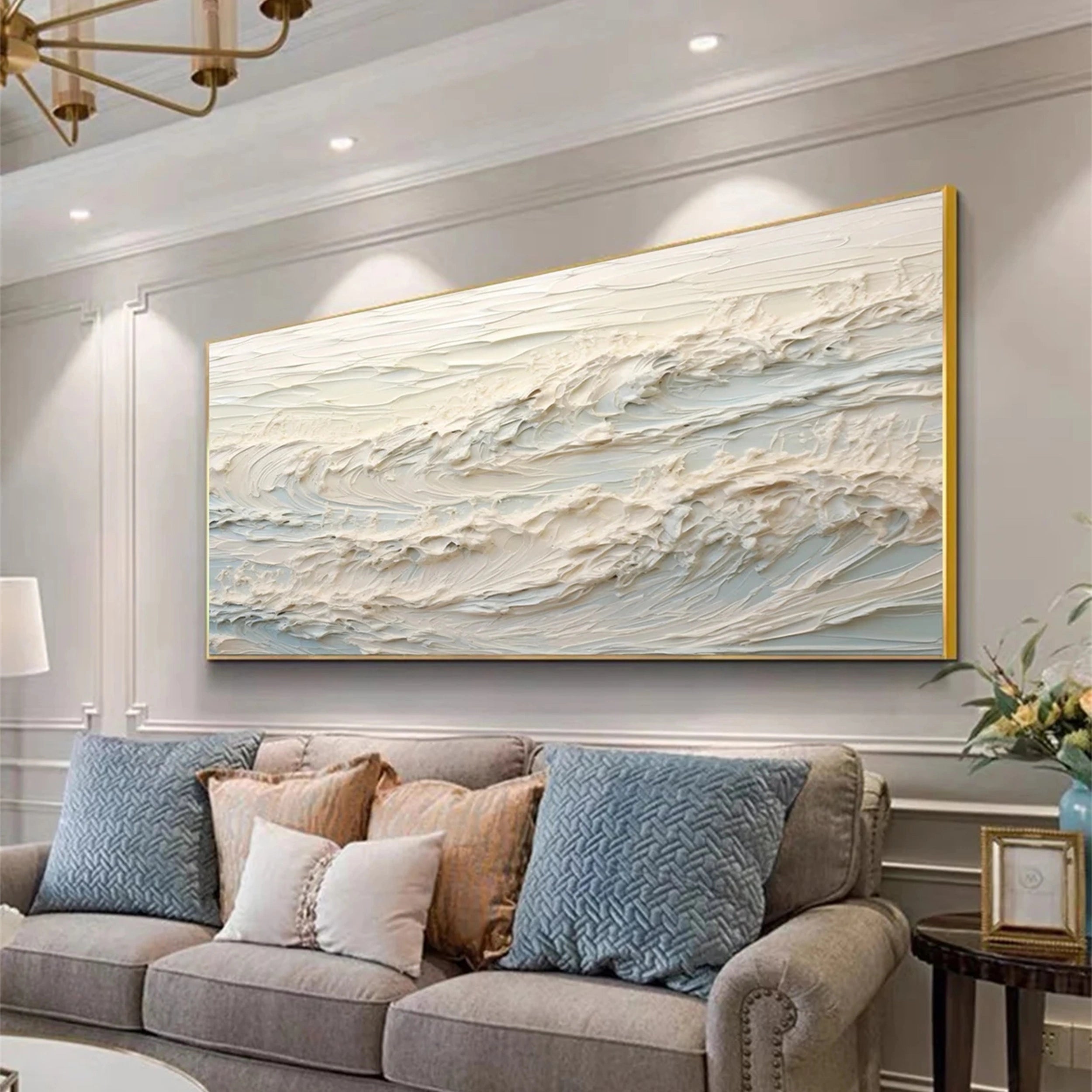 Ocean and Sky Painting #OS 072 - Handmade Canvas Wall Art for Home Decor, Office & Living Room - Coastal Landscape Artwork for Beach House & Modern Interior Design