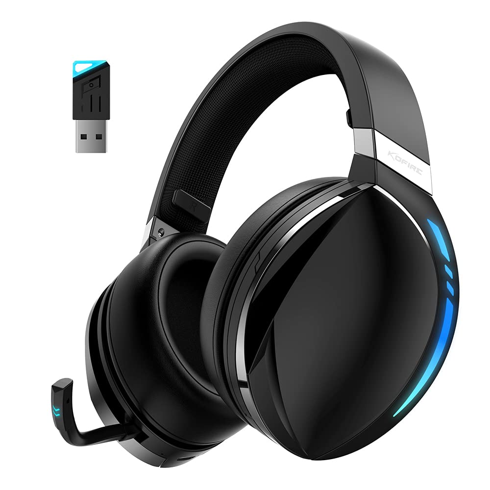 SLuB Gaming Headset with 3.5mm Wired & Bluetooth 5.0, Foldable Over-Ear Headphones with Surround Sound, Noise-Cancelling Mic, RGB LED Lights for PC, PS5, PS4 - Perfect for Gaming, Streaming & Online Classes