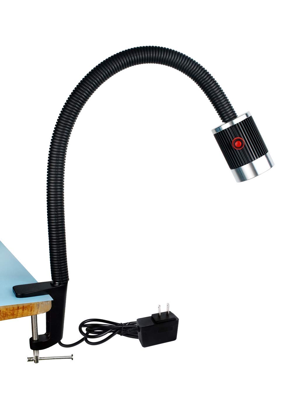 900 Lumen Gooseneck LED Machine Light with C-Clamp - 120V Industrial Work Lamp for Lathe, Milling & CNC Tools | Workshop, Garage & Factory Lighting Solution