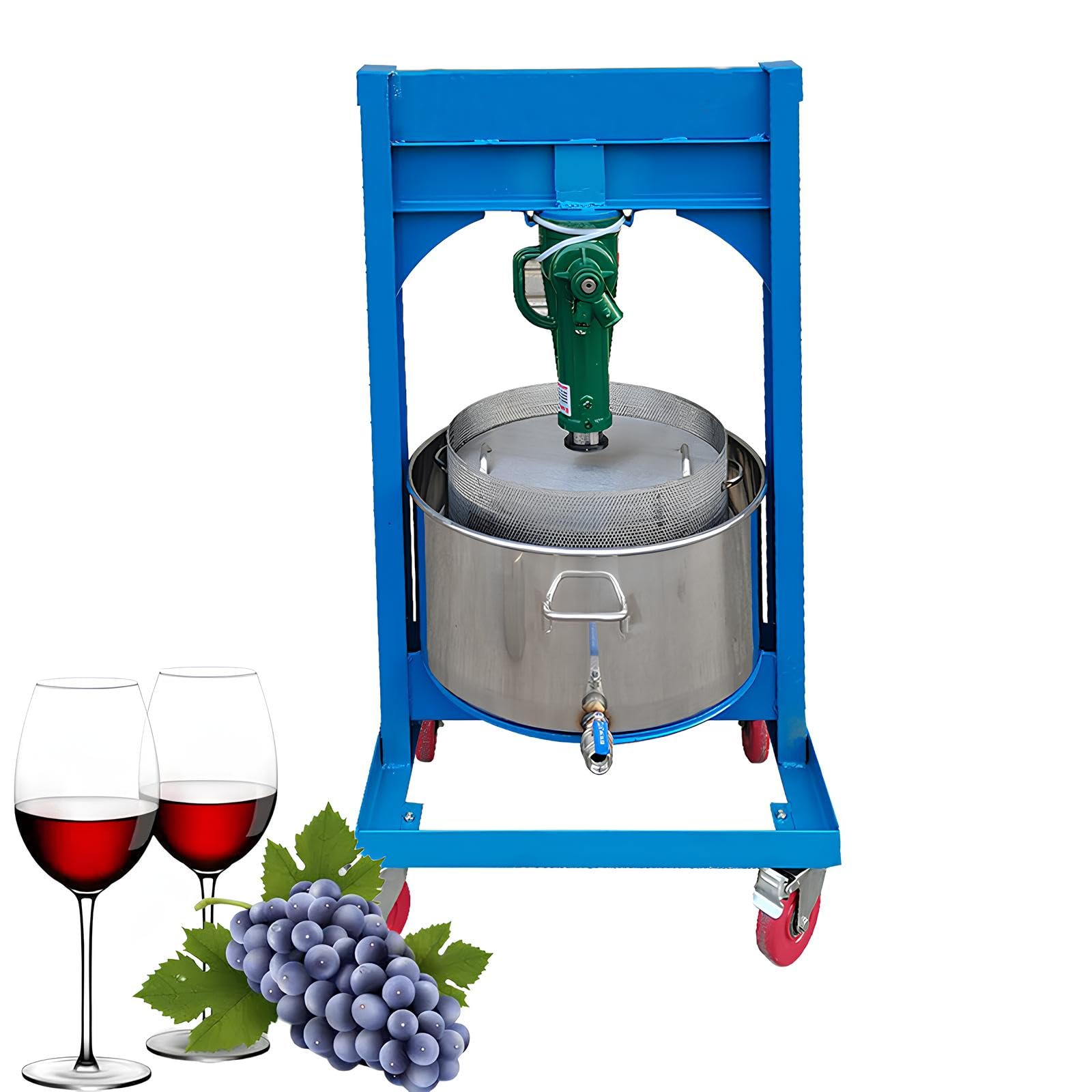 2.1 Gallon (8L) Hydraulic Fruit Press with 2 Ton Jack - 304 Stainless Steel Apple Grape Wine Cider Juice Maker for Home Brewing, Winemaking & Kitchen Use
