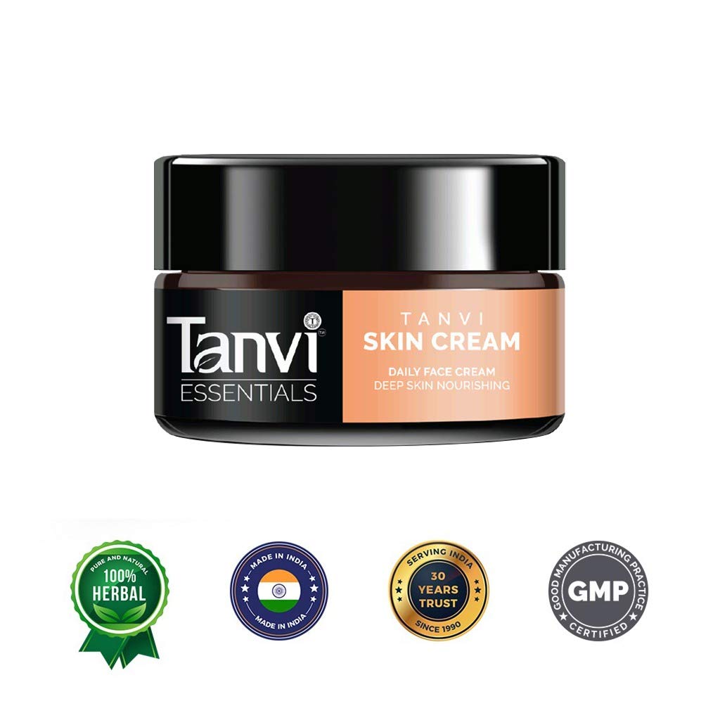 Tanvi Essentials Ayurvedic Skin Brightening Face Cream for Men & Women - 100% Natural, GMP Certified, Lightens Dark Spots & Pimple Marks, Made in India (50g) | Daily Moisturizer for Glowing Skin & Even Tone