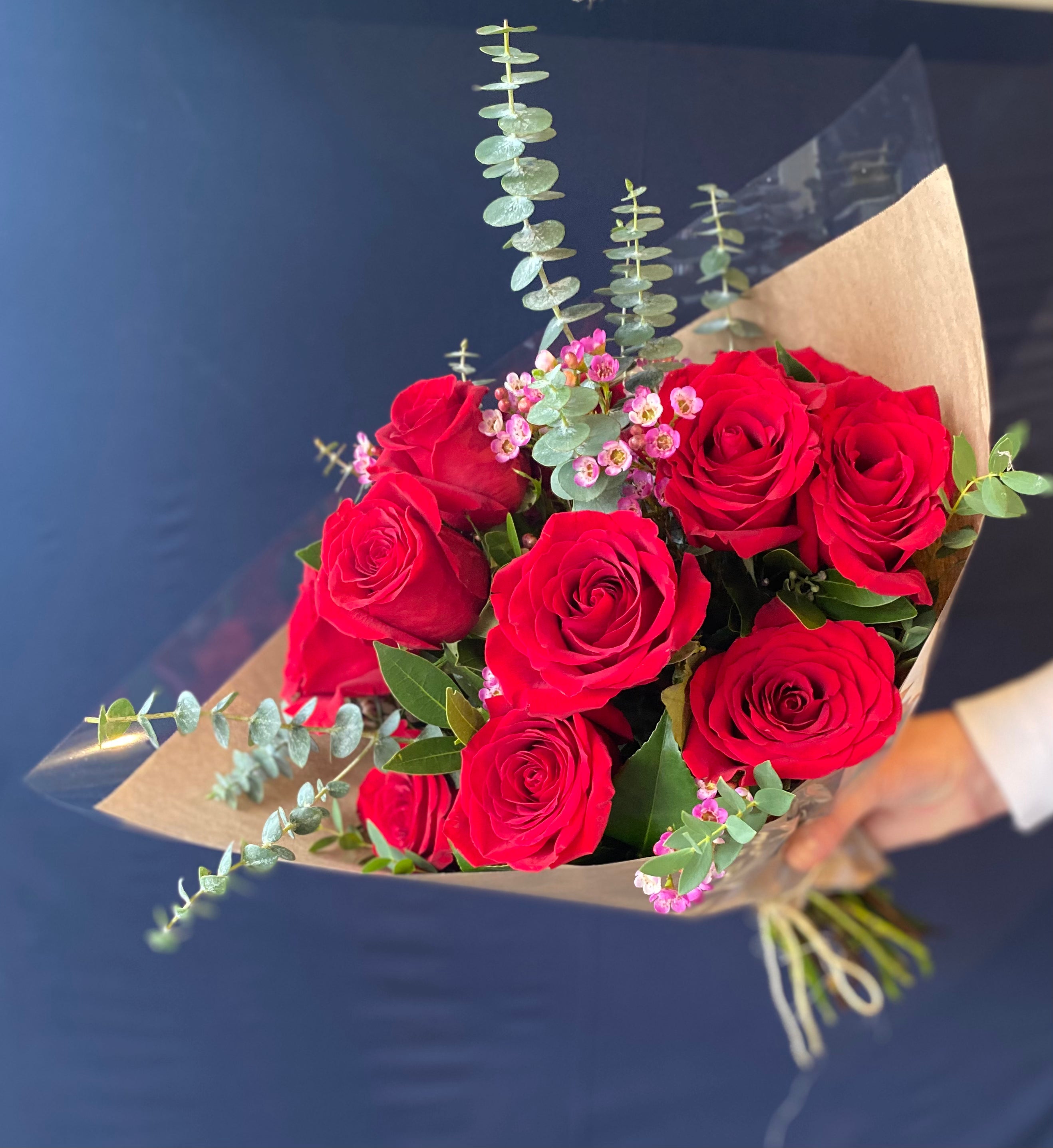 Fresh Red Roses Bouquet - One Dozen Hand-Tied Long Stem Roses for Anniversary, Valentine's Day & Romantic Gifts | Perfect for Weddings, Proposals & Special Occasions