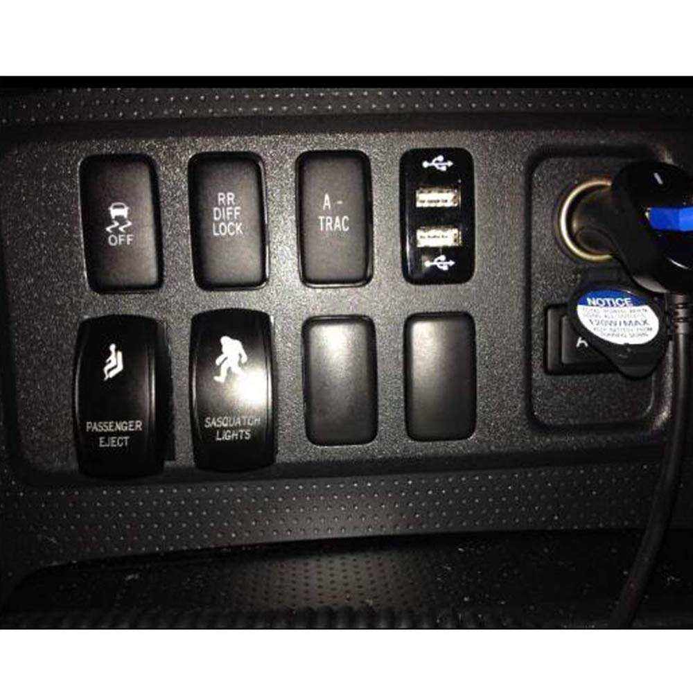Dasen Rocker Switch 3PCS - Laser Etched Sasquatch, Rear & LED Lights Toggle Switch (Blue) - Compatible with ATV UTV SUV - Perfect for Off-Roading, Camping & Vehicle Customization