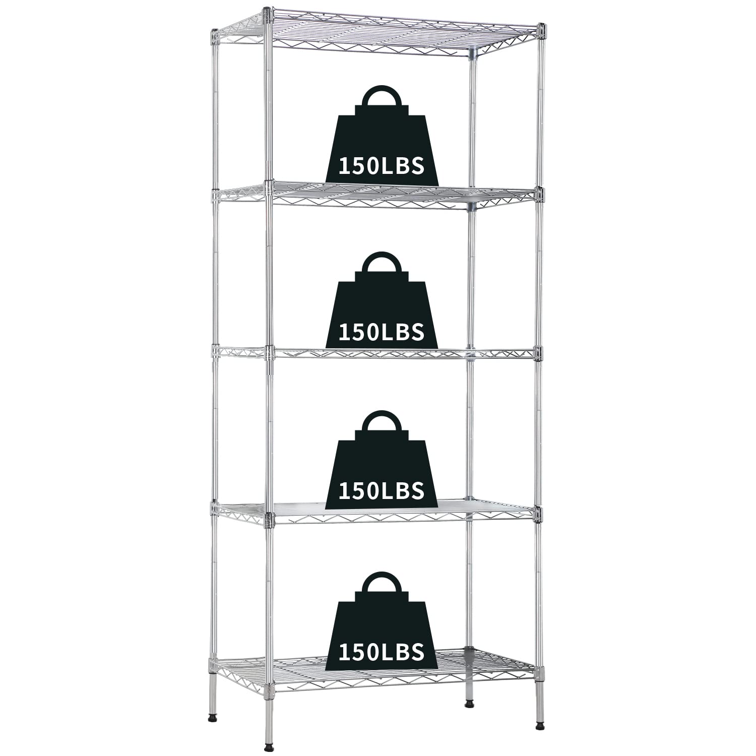 5-Tier Heavy Duty Wire Shelving Unit - 61