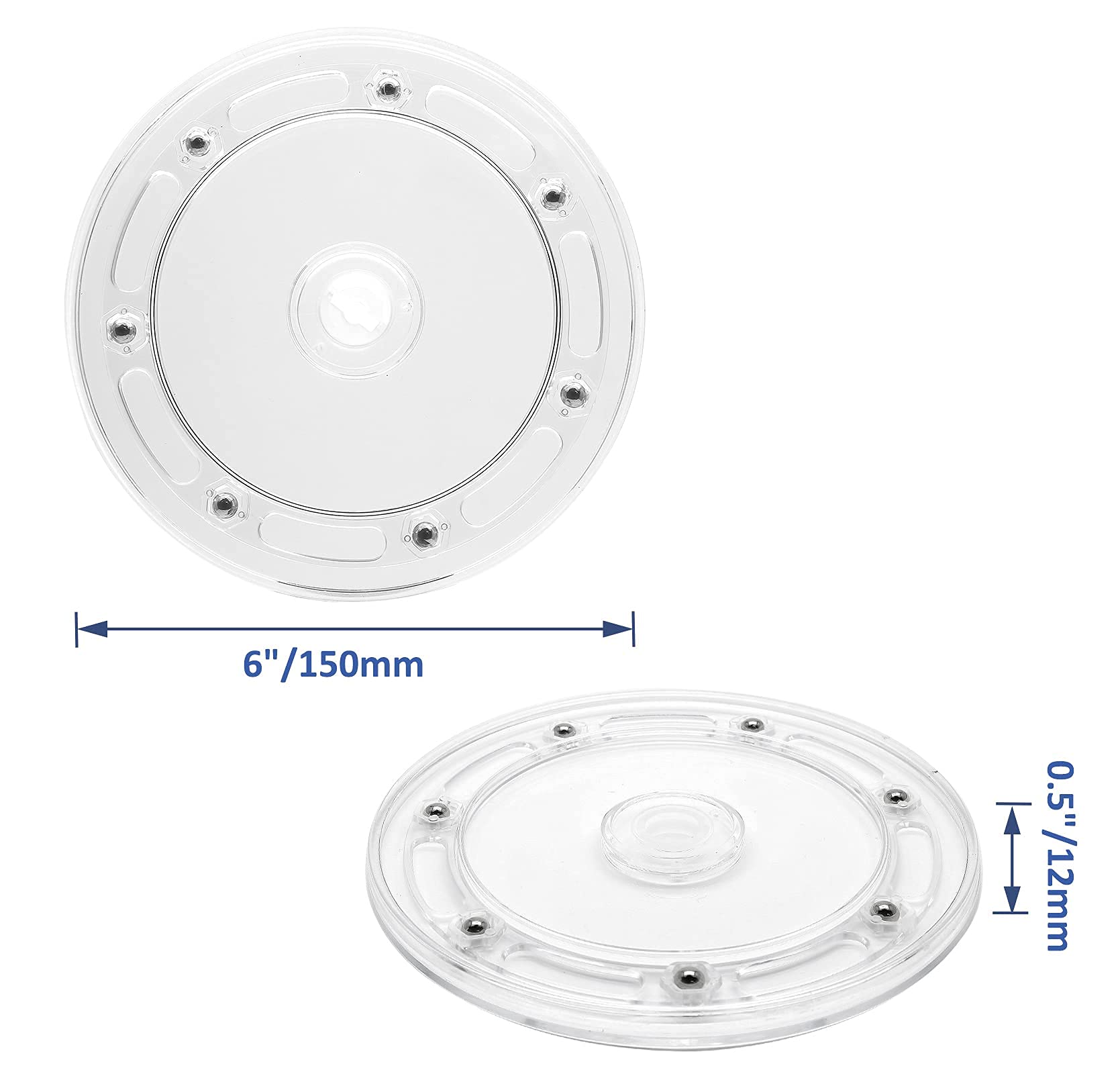 6 Inch Clear Acrylic Turntable Organizer - 360 Degree Rotating Round Lazy Susan for Kitchen, Pantry, Bathroom & Office Storage | Perfect for Spices, Makeup, Jewelry & Home Decor