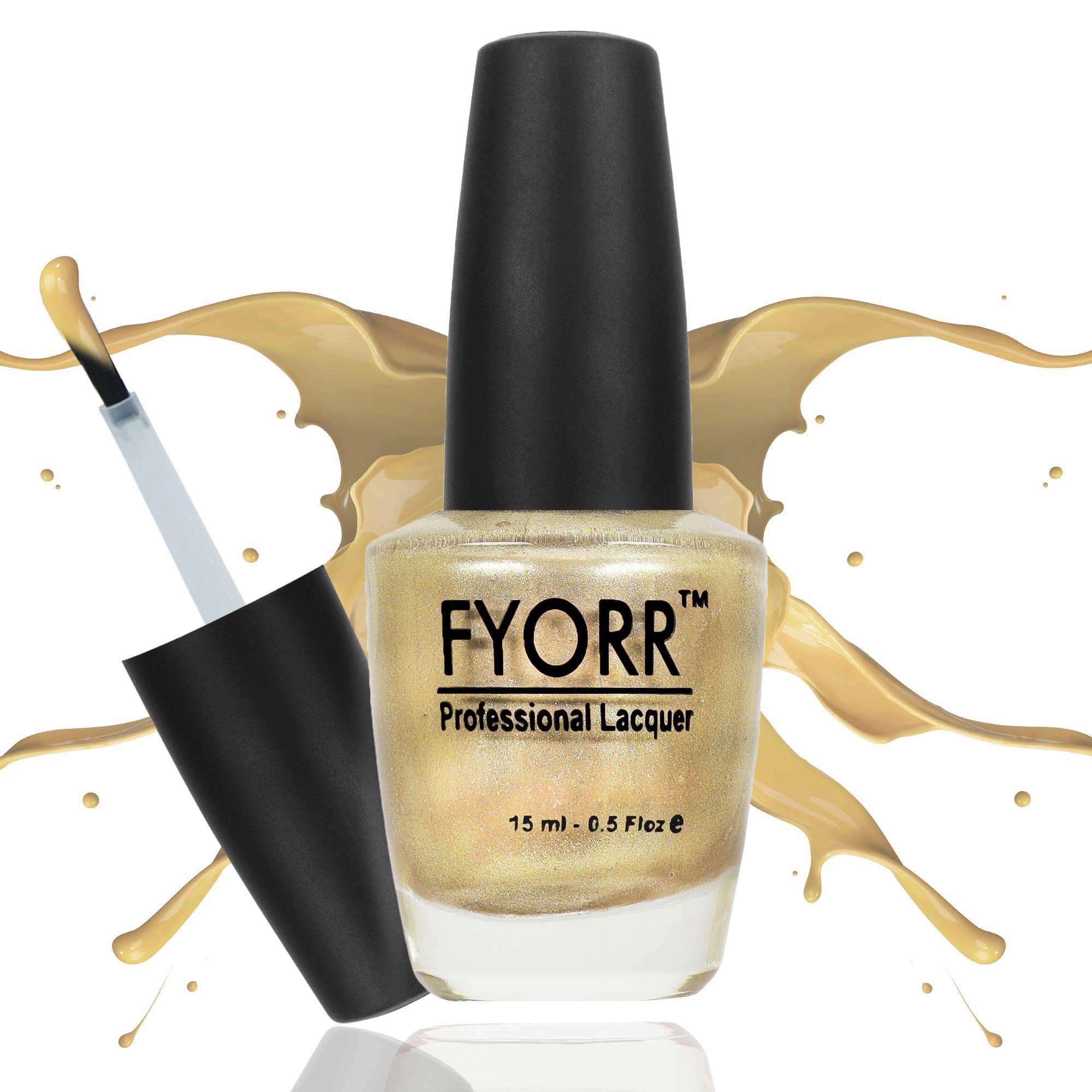 FYORR 15ML Quick Dry Nail Polish - Long Lasting, Smooth Finish, Gold Rush Shimmer - Perfect for Manicures, Pedicures, and Nail Art Designs
