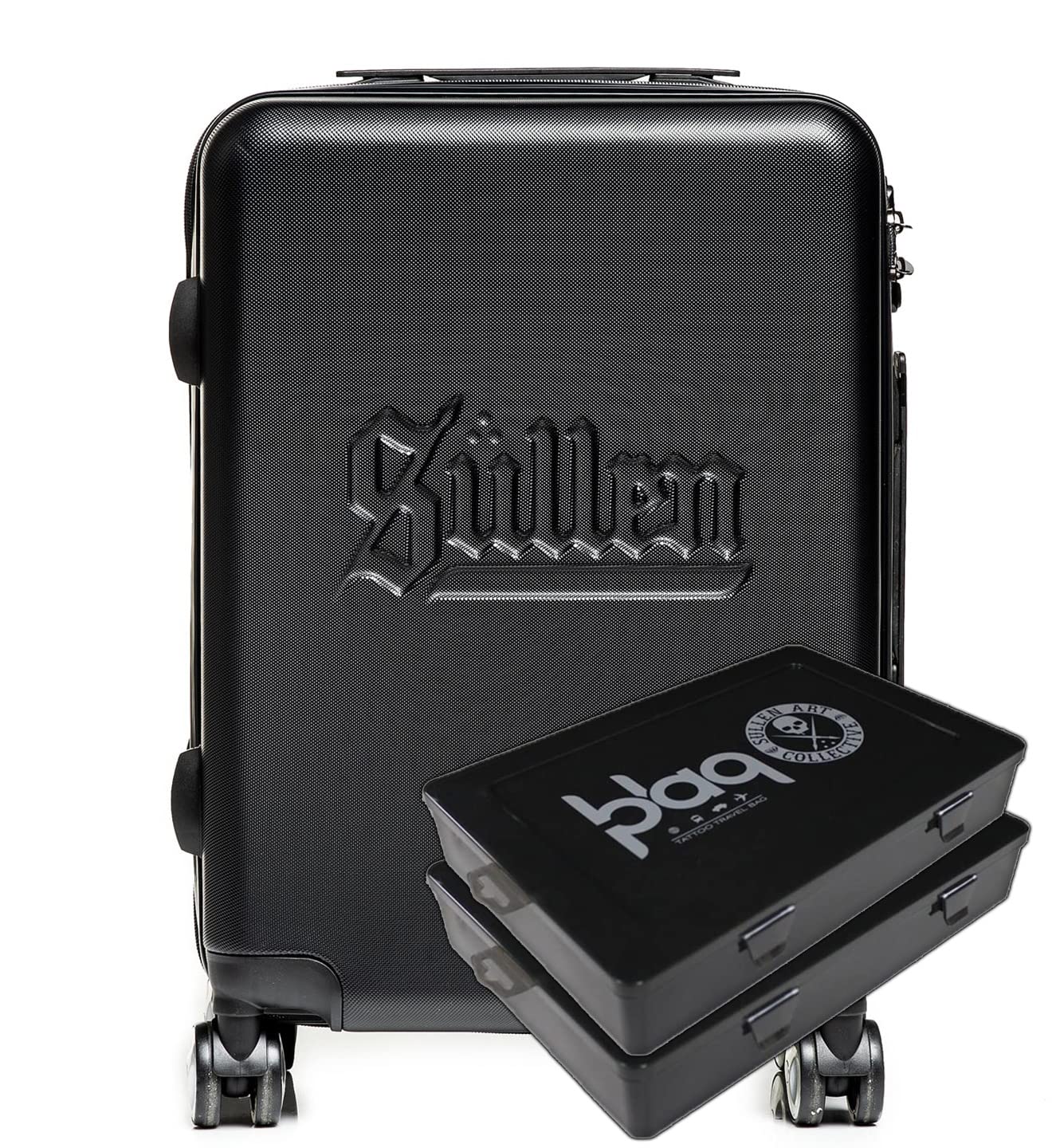 Premium Sullen Blaq Paq Rhino Hard Case Roller Luggage Set - 2-Piece Black Suitcase Kit for Travel | Durable Spinner Wheels, TSA Lock | Perfect for Business Trips & Family Vacations