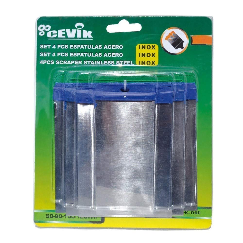 CE-2240 - 4-Piece Stainless Steel Spatula Set (60/80/100/120mm) - Professional Hand Tools for Baking, Cooking & Masking - Perfect for Cake Decorating, Painting & DIY Projects