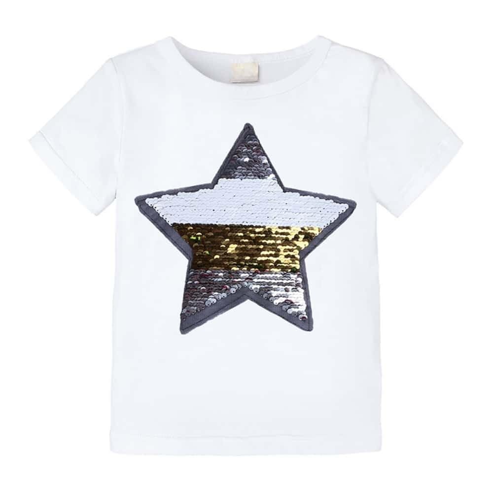 Kids Magic Flip Sequins T-Shirt - Short Sleeve Crew Neck Top for Play & School
