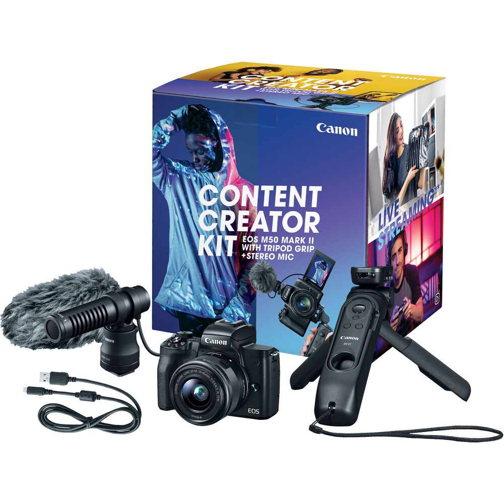 Canon EOS M50 Mark II Mirrorless Camera with 15-45mm Lens - 4K Video, Vlogging, YouTube Content Creator Kit for Travel & Portrait Photography