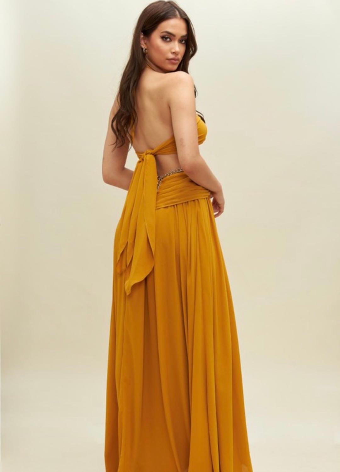 Time of Your Life Maxi Dress in Mustard - Elegant Flowy Summer Dress for Beach, Vacation & Casual Outings