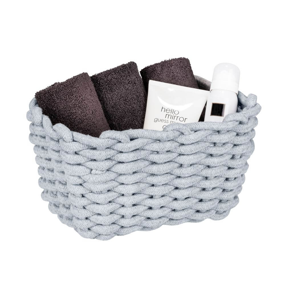 Tia Rectangular Woven Storage Basket - Medium Size Natural Fiber Organizer for Home & Office - Perfect for Shelves, Closets, and Nursery Organization