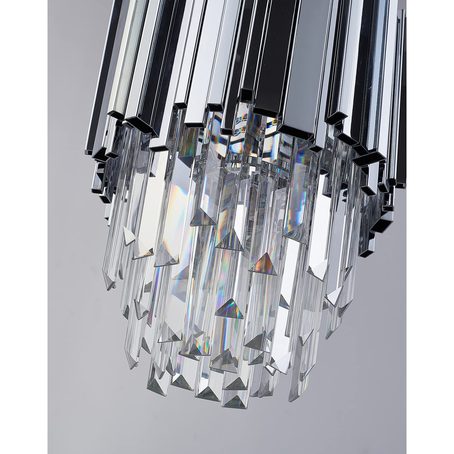 Chrome Steel Pendant Light with Hanging Crystals for Dining Room