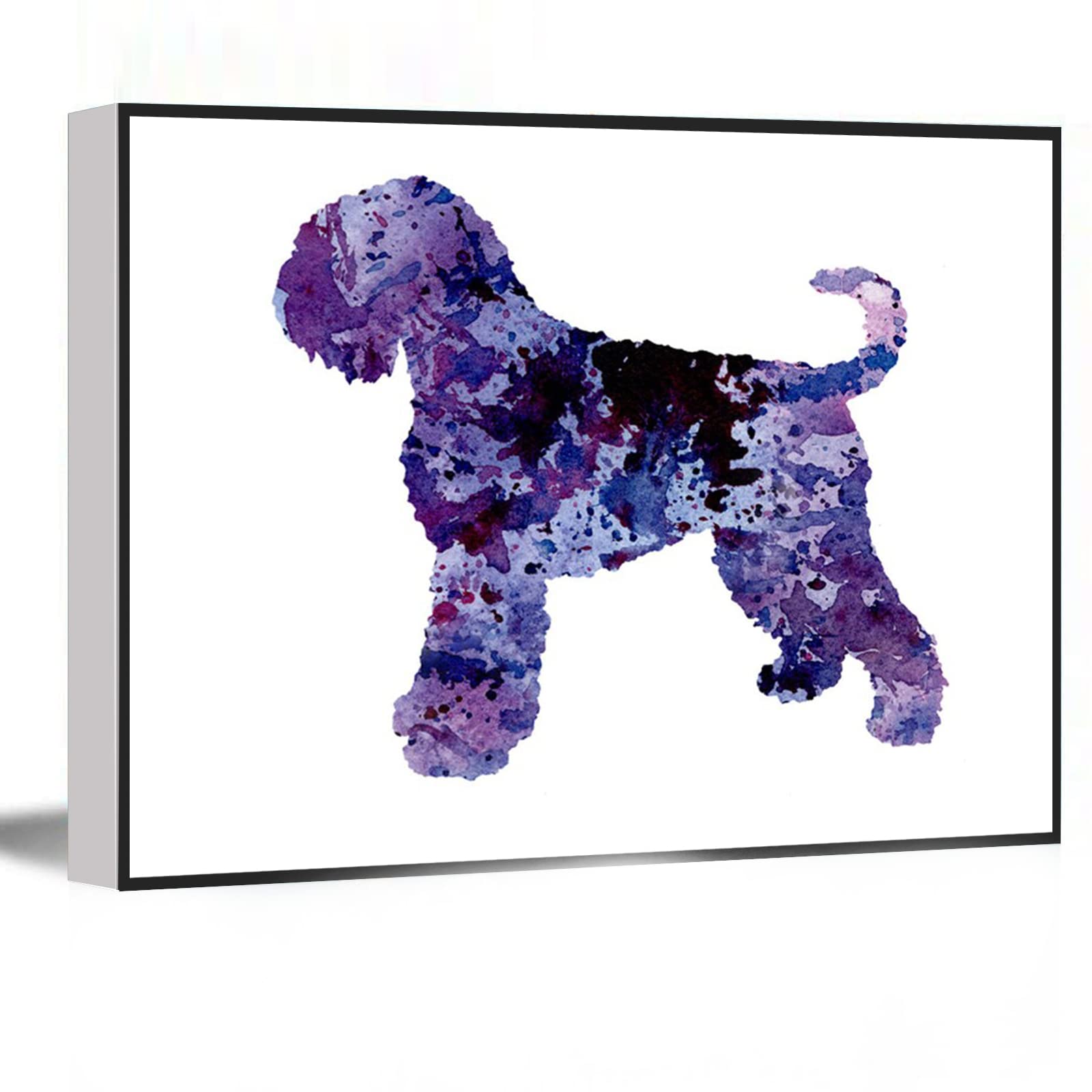 Black Russian Terrier Abstract Watercolor Art Print - Framed Modern Canvas Wall Decor (16x24 Inch) for Bathroom, Bedroom & Office - Unique Dog Painting for Pet Lovers & Home Decor