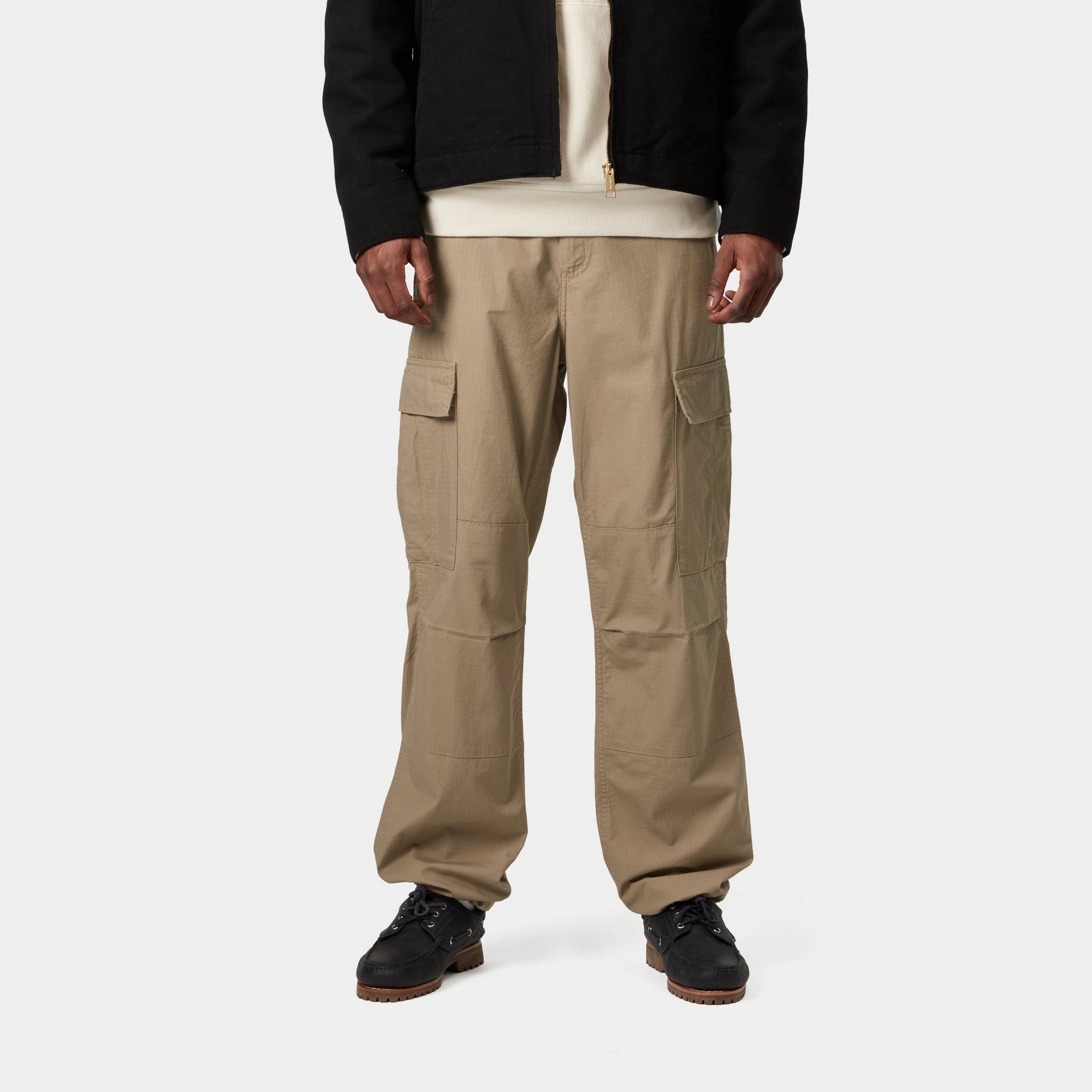 Durable Men's Cargo Pants with Leather Accents - Comfortable Workwear for Outdoor Activities, Hiking & Casual Wear