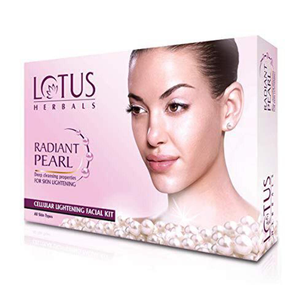Lotus Herbals Radiant Pearl Cellular Gold Facial Kit - Deep Cleansing with Pearl Extracts & Green Tea (37g) | Brightening & Anti-Aging Skincare for Women | Perfect for Daily Beauty Routine & Spa Night