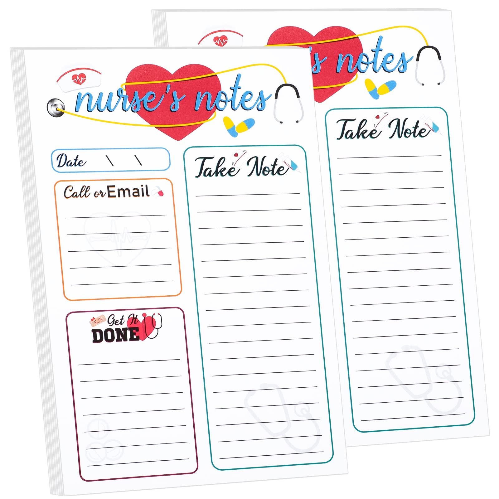 2-Pack Nurse Appreciation Notepads - Adhesive Nursing Gifts, Funny Nurse Sticky Notes for Nurse's Day - Perfect for School, Office & Home Use - Cute Nurse-Themed Memo Pads for Daily Reminders & Appreciation Gifts