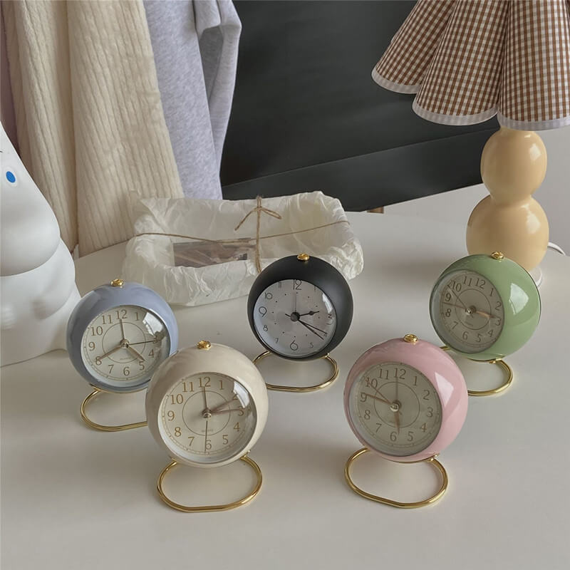 Vintage Round Table Alarm Clock - Retro Bedside Alarm Clock with Loud Bell Ring, Silent Non-Ticking, Night Light | Perfect for Bedroom, Office, Travel & Gift Giving