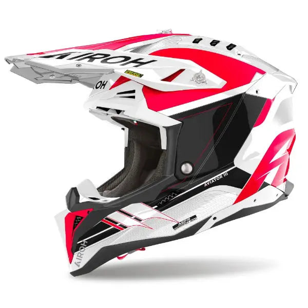 Airoh Aviator 3 Saber Gloss Red Motorcycle Helmet - DOT & ECE Certified - Lightweight & Ventilated for Street & Racing - Perfect for Urban Commuting & Track Days