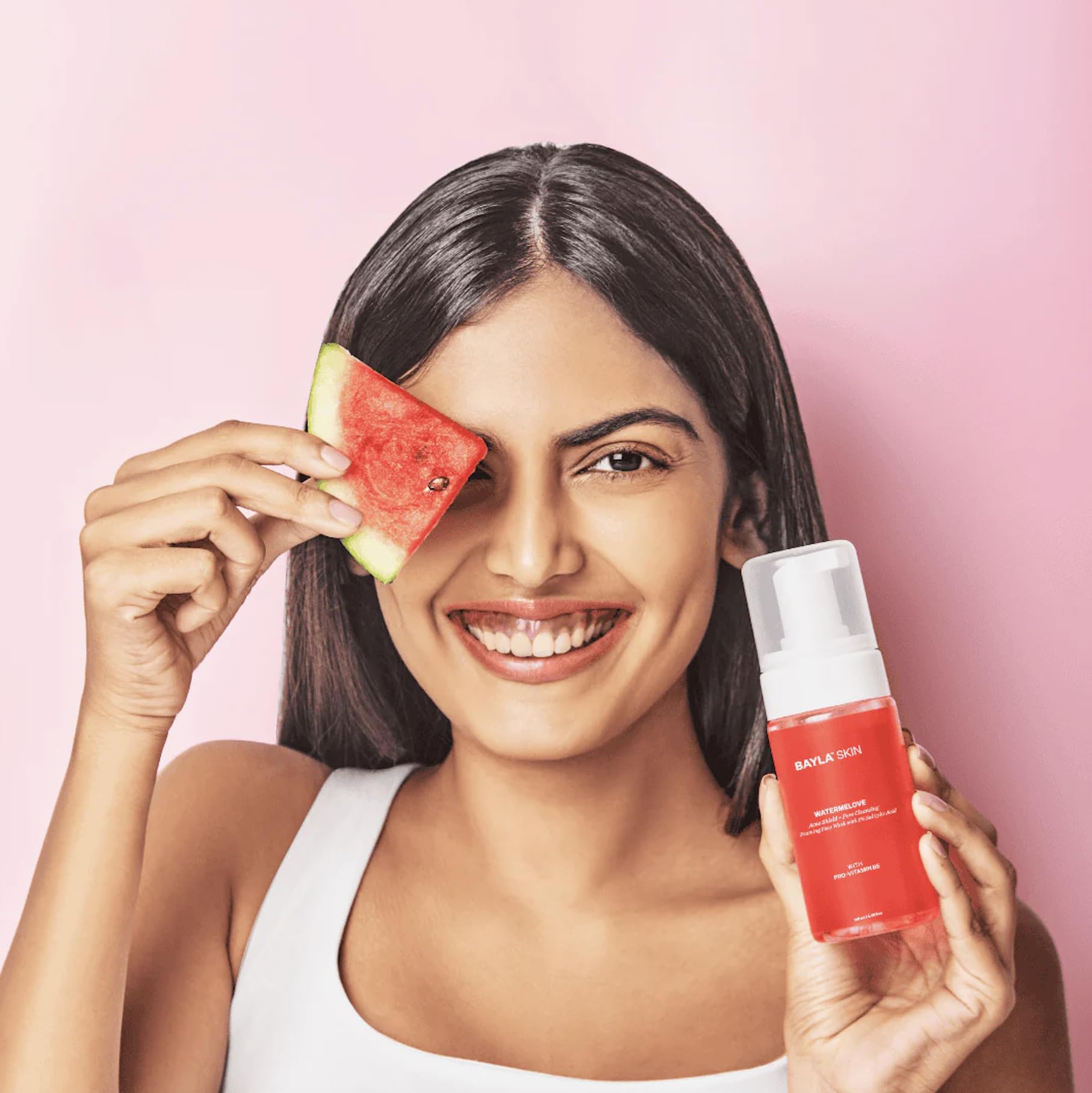 Bayla Skin Watermelon Anti-Acne Face Wash with 1% Salicylic Acid - Sulfate-Free Foaming Cleanser for Acne, Blackheads & Whiteheads - Gentle & Odorless 100ml - Perfect for Daily Skincare & Sensitive Skin