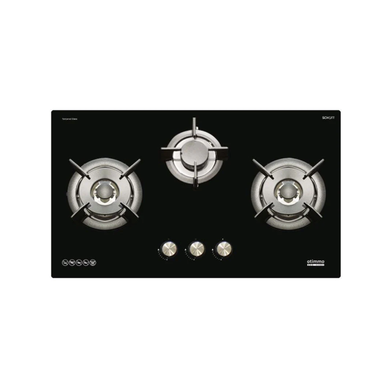 Europace ECH3121S 90cm Stainless Steel Deluxe Slim Range Hood + EBH6391S 3 Burner 90cm Slim Glass Cooktop Hob - Modern Kitchen Appliances for Home Cooking & Ventilation