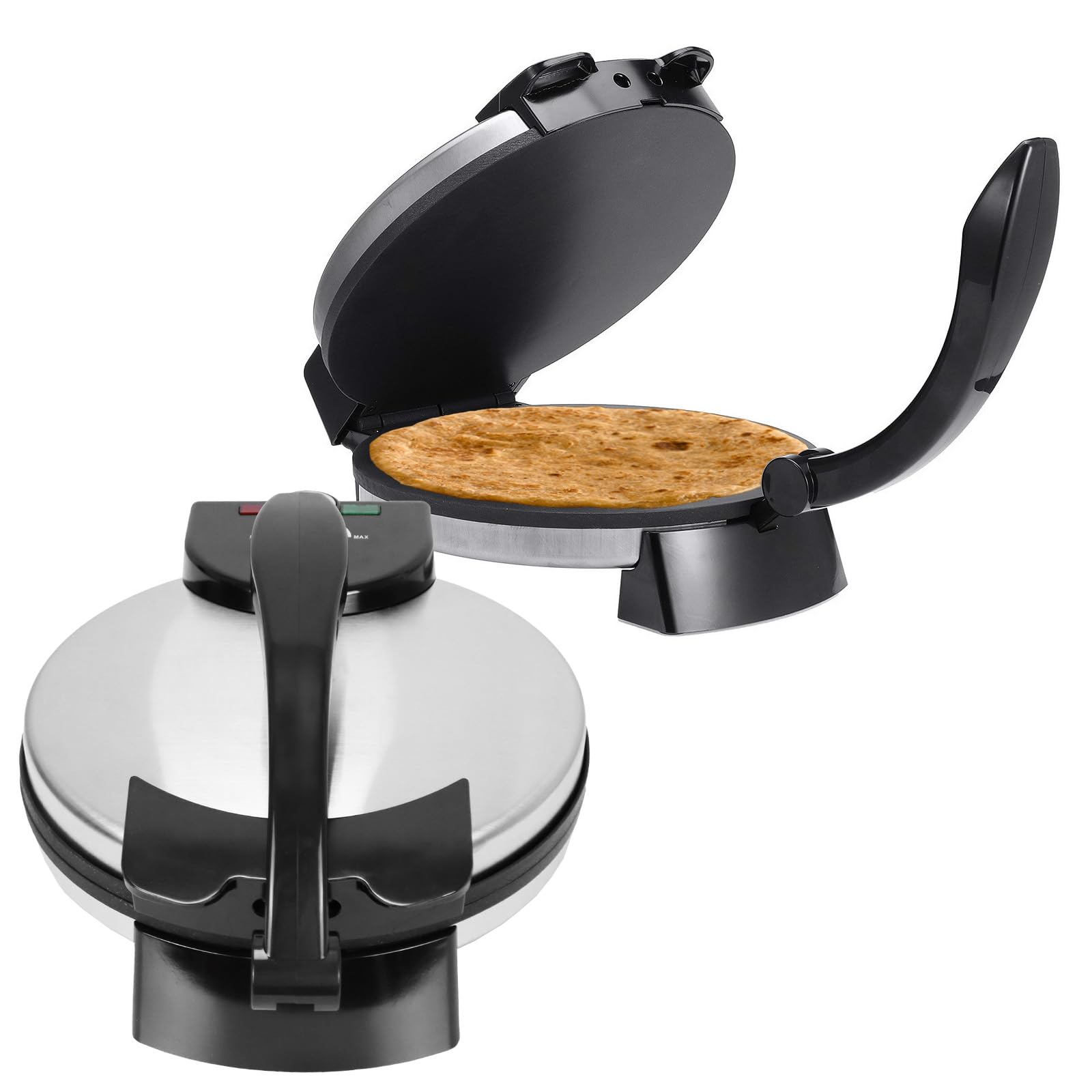 Electric Roti Maker Machine - 10 Inch Stainless Steel Non-Stick Tortilla Press for Chapati, Naan & Flatbread | Perfect for Indian Cuisine, Mexican Dishes & Home Cooking
