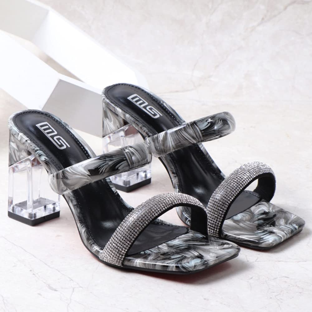 Roimaash Women's Summer Slip-On Sandals with Block High Heels - Comfortable Fashion Shoes for Beach, Vacation & Casual Outings
