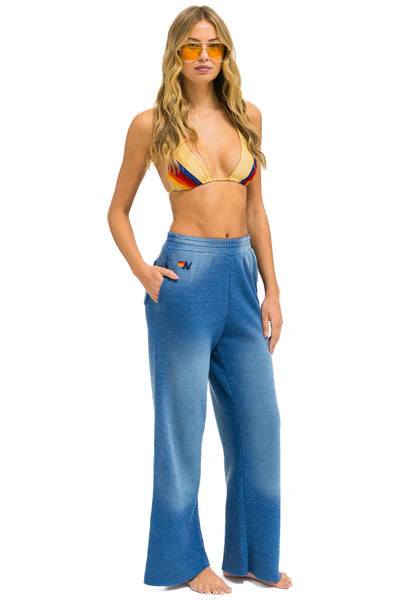 AVIATOR NATION Essential Wide Leg Pocket Sweatpants - Faded Water Wash - Comfortable Lounge Pants for Women, Casual Streetwear, Yoga & Home Relaxation