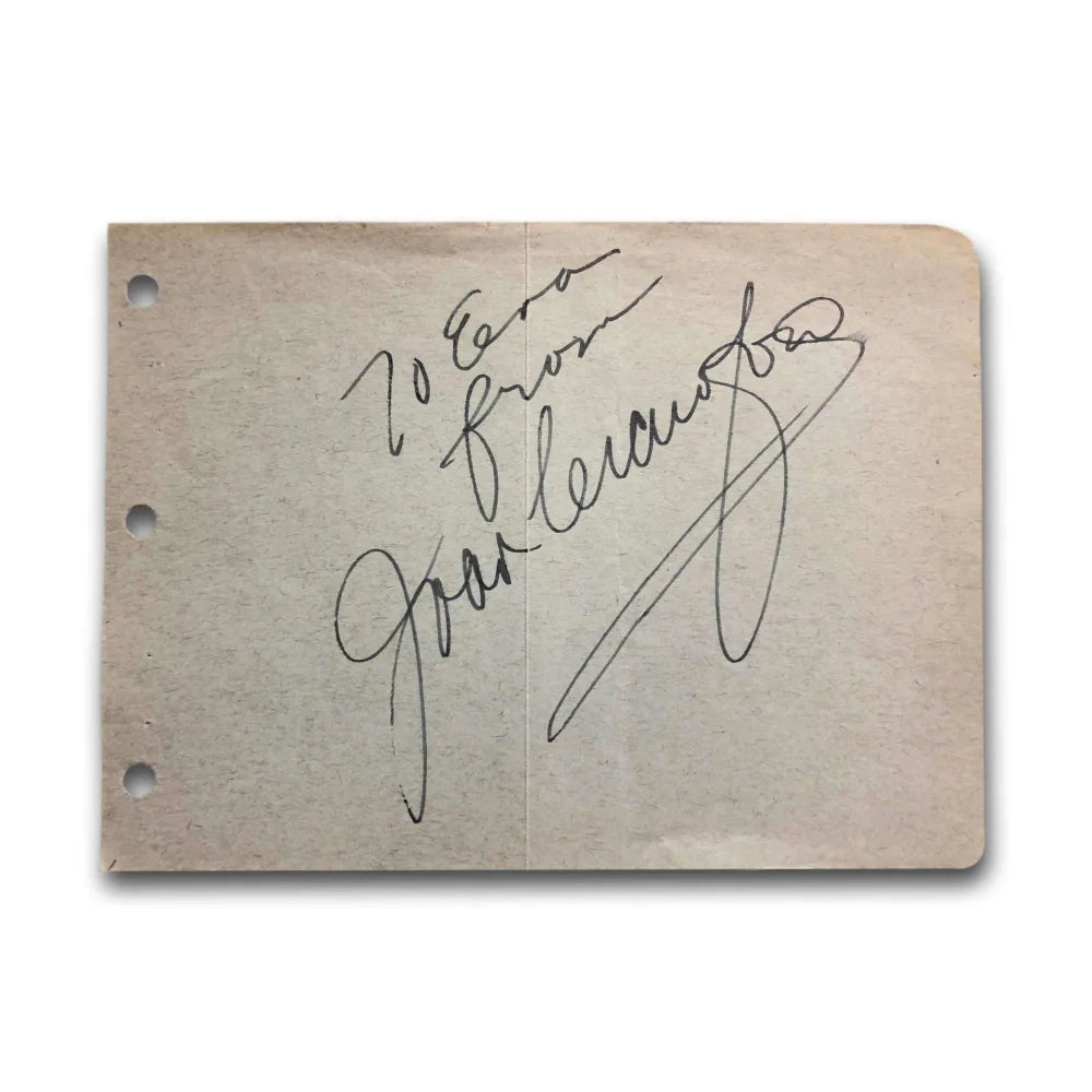 Joan Crawford Signed Album Page - Authentic JSA COA Cut Autograph - Academy Award Winning Actress - Perfect for Collectors, Memorabilia Displays & Film History Enthusiasts