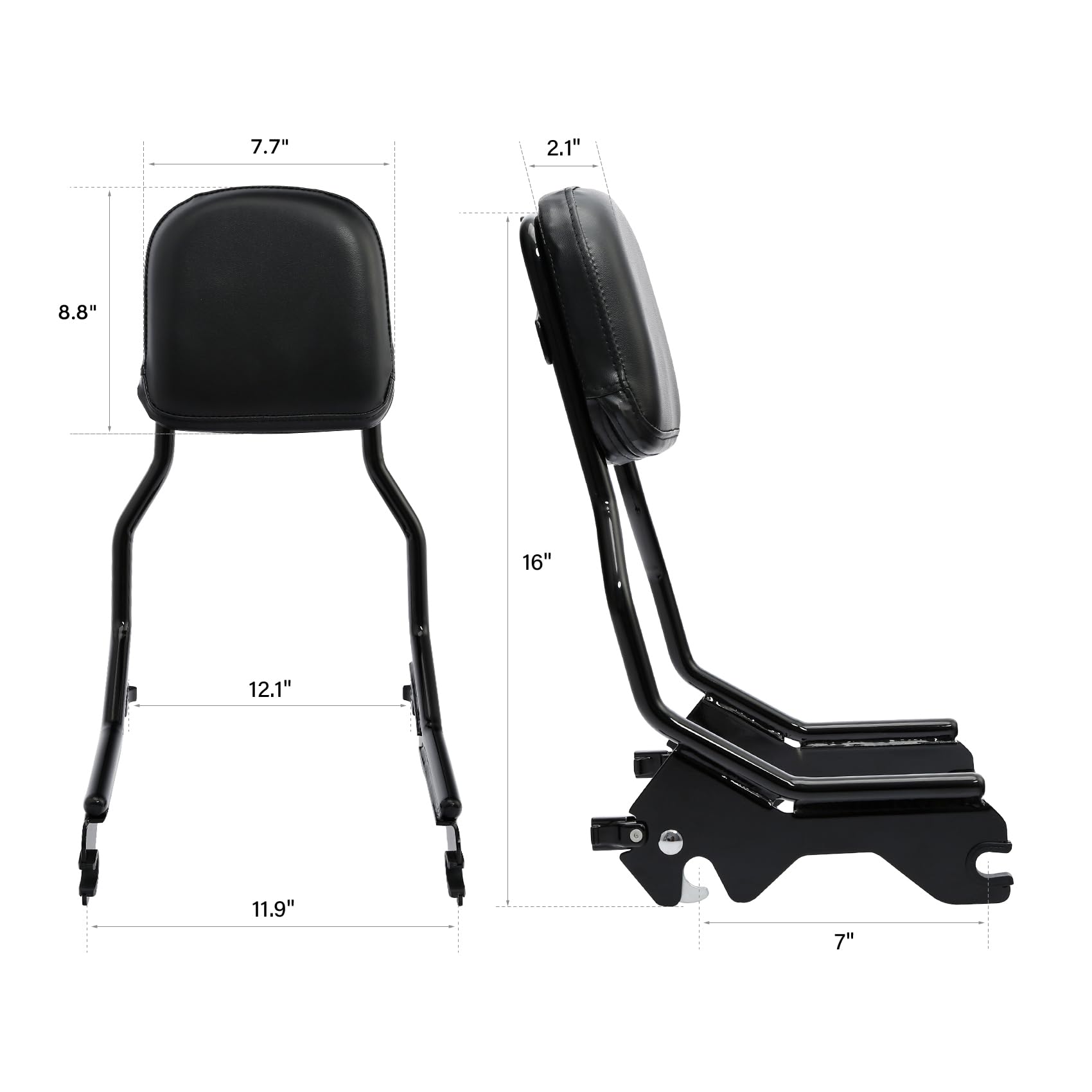 TCT-MOTORPARTS Upright Sissy Bar Backrest for Harley Sport Glide, Low Rider S, FXLR, FXLRS, FLSB (2018-2025) - Comfortable Rear Support for Long Rides & Passenger Safety