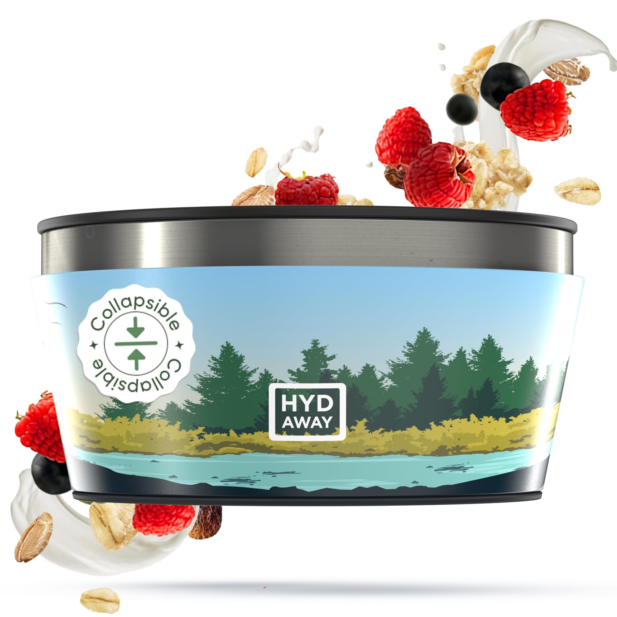 HYDAWAY 1-Quart Collapsible Insulated Bowls | 4-Pack | Lightweight & Space-Saving | Perfect for Camping, RV, Travel, Picnics & Pet Food Storage | BPA-Free & Leak-Proof Design